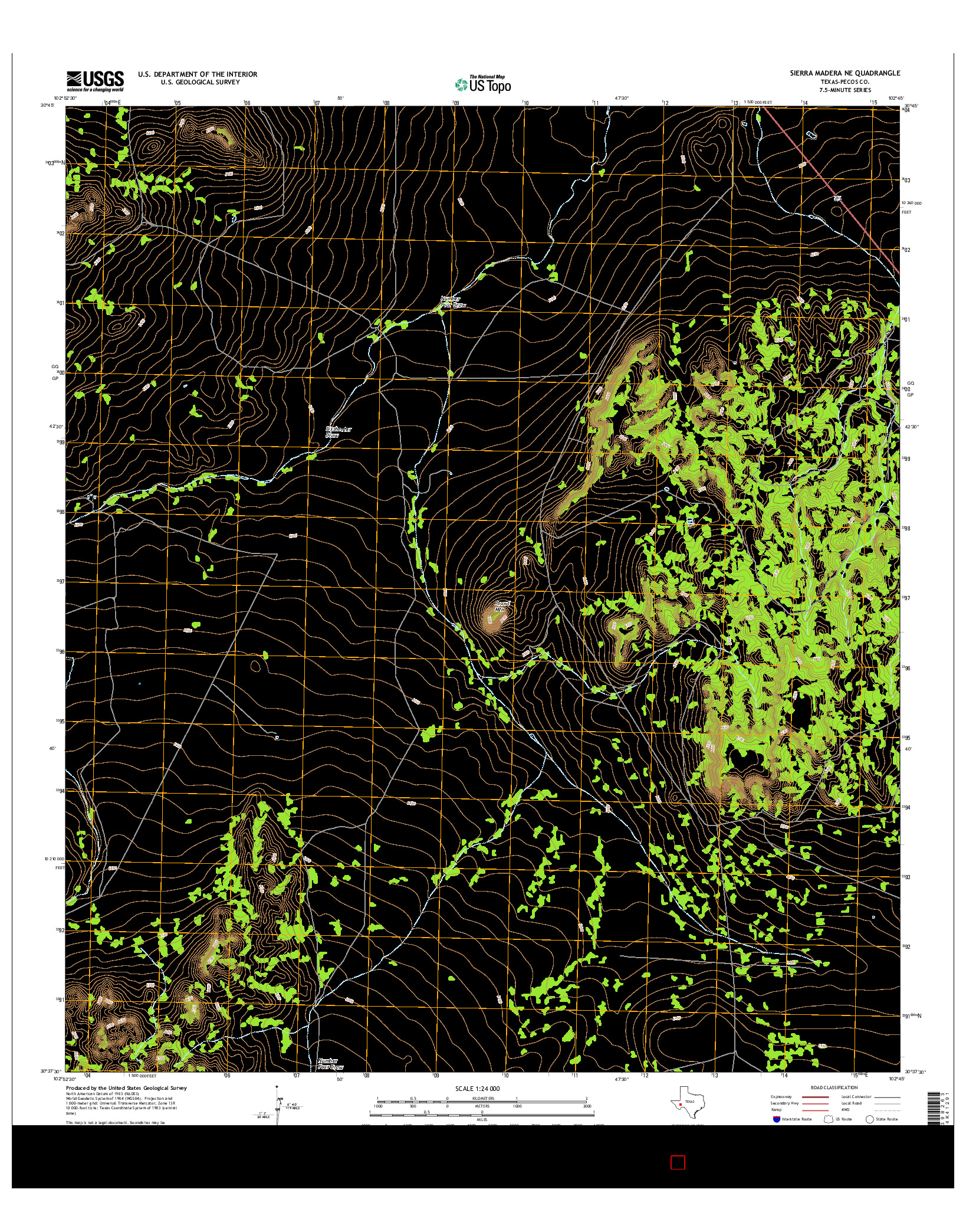 USGS US TOPO 7.5-MINUTE MAP FOR SIERRA MADERA NE, TX 2016