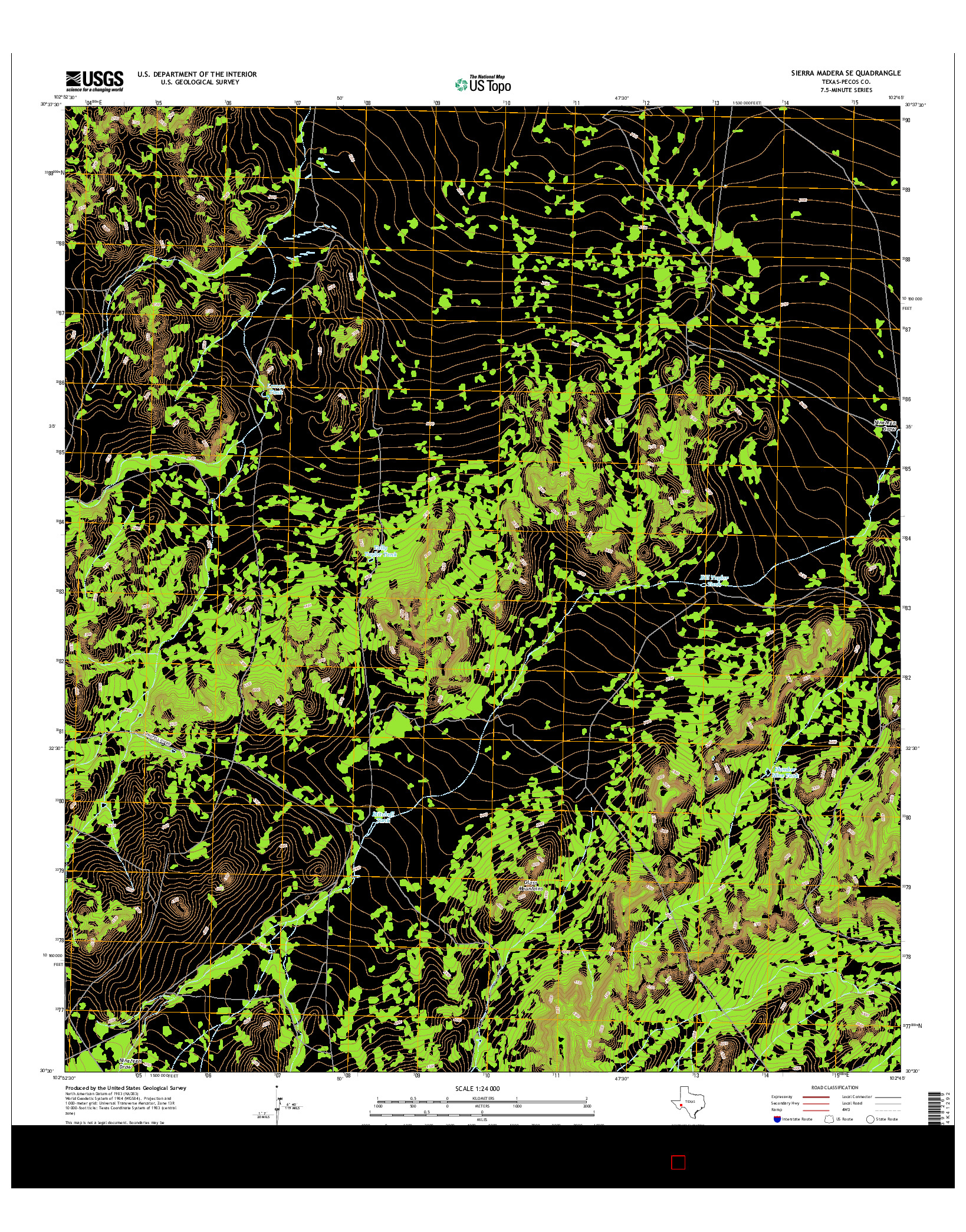 USGS US TOPO 7.5-MINUTE MAP FOR SIERRA MADERA SE, TX 2016