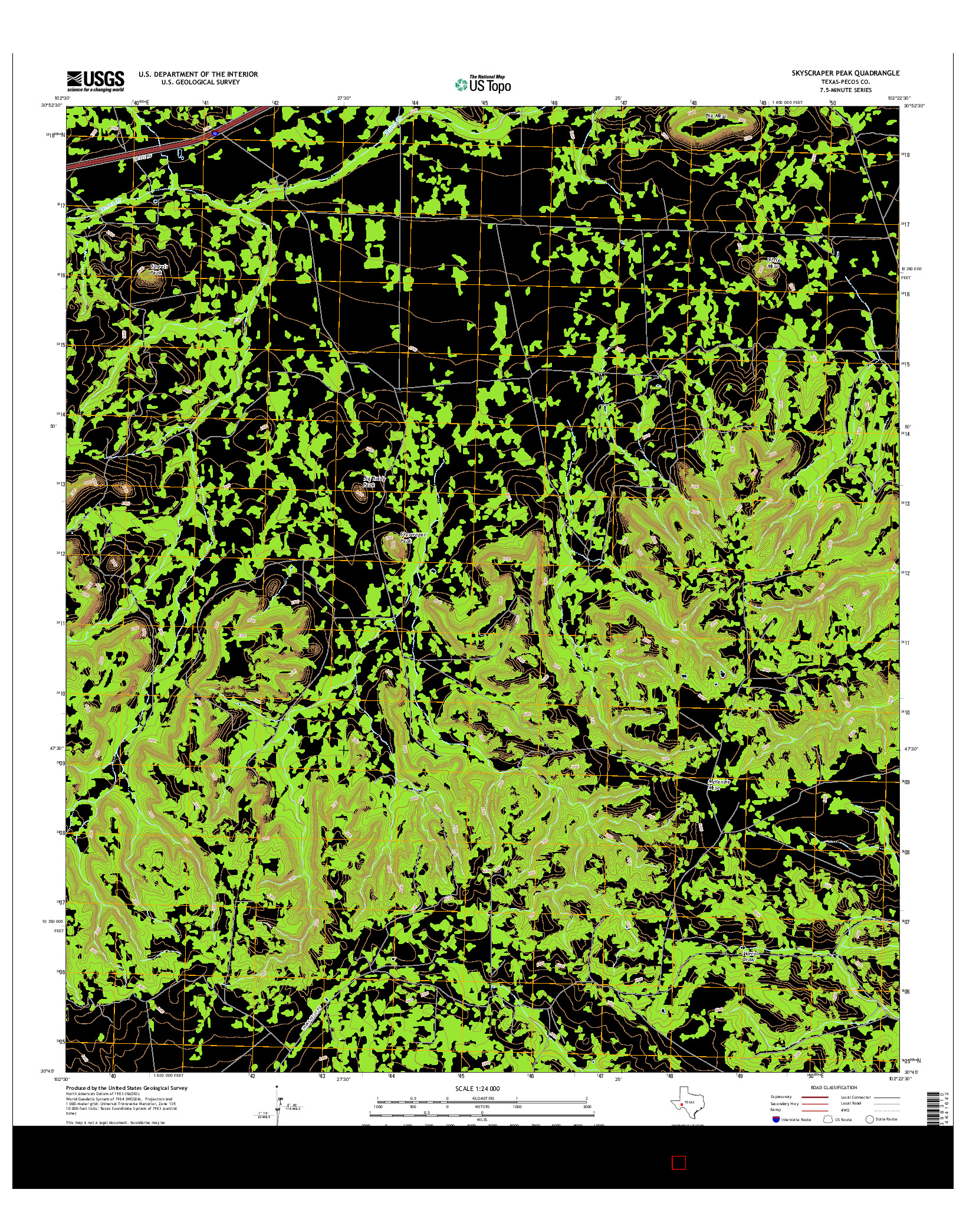 USGS US TOPO 7.5-MINUTE MAP FOR SKYSCRAPER PEAK, TX 2016