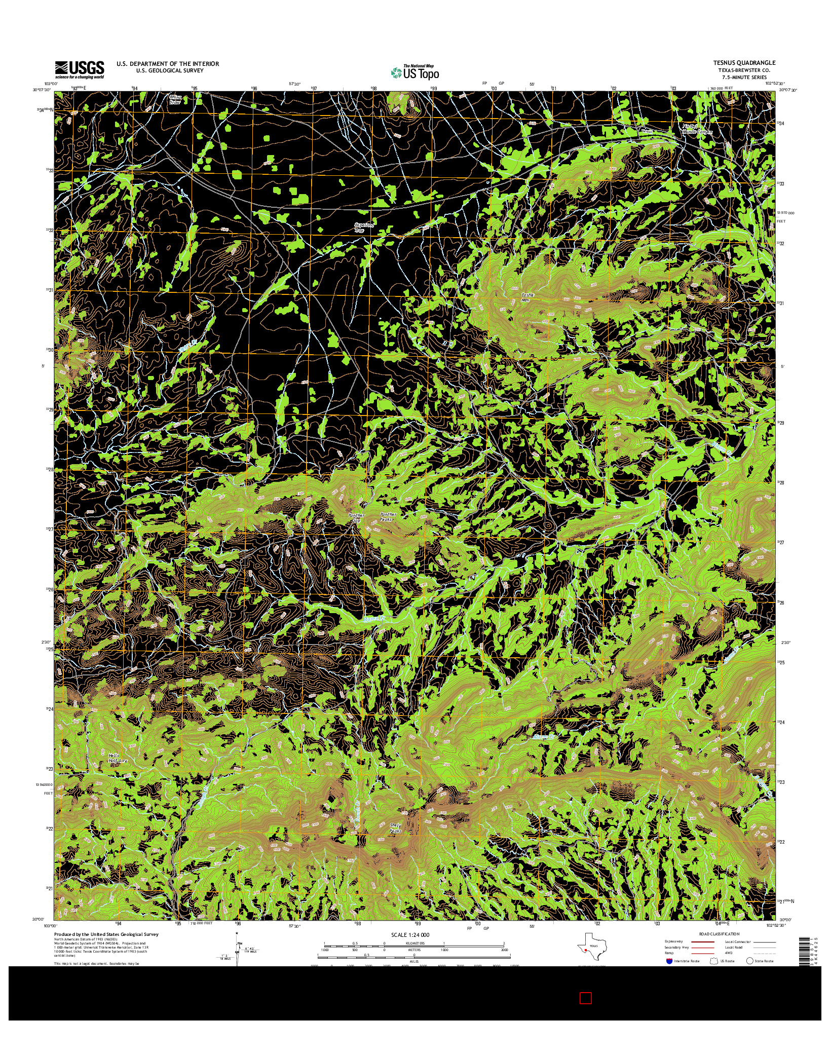 USGS US TOPO 7.5-MINUTE MAP FOR TESNUS, TX 2016