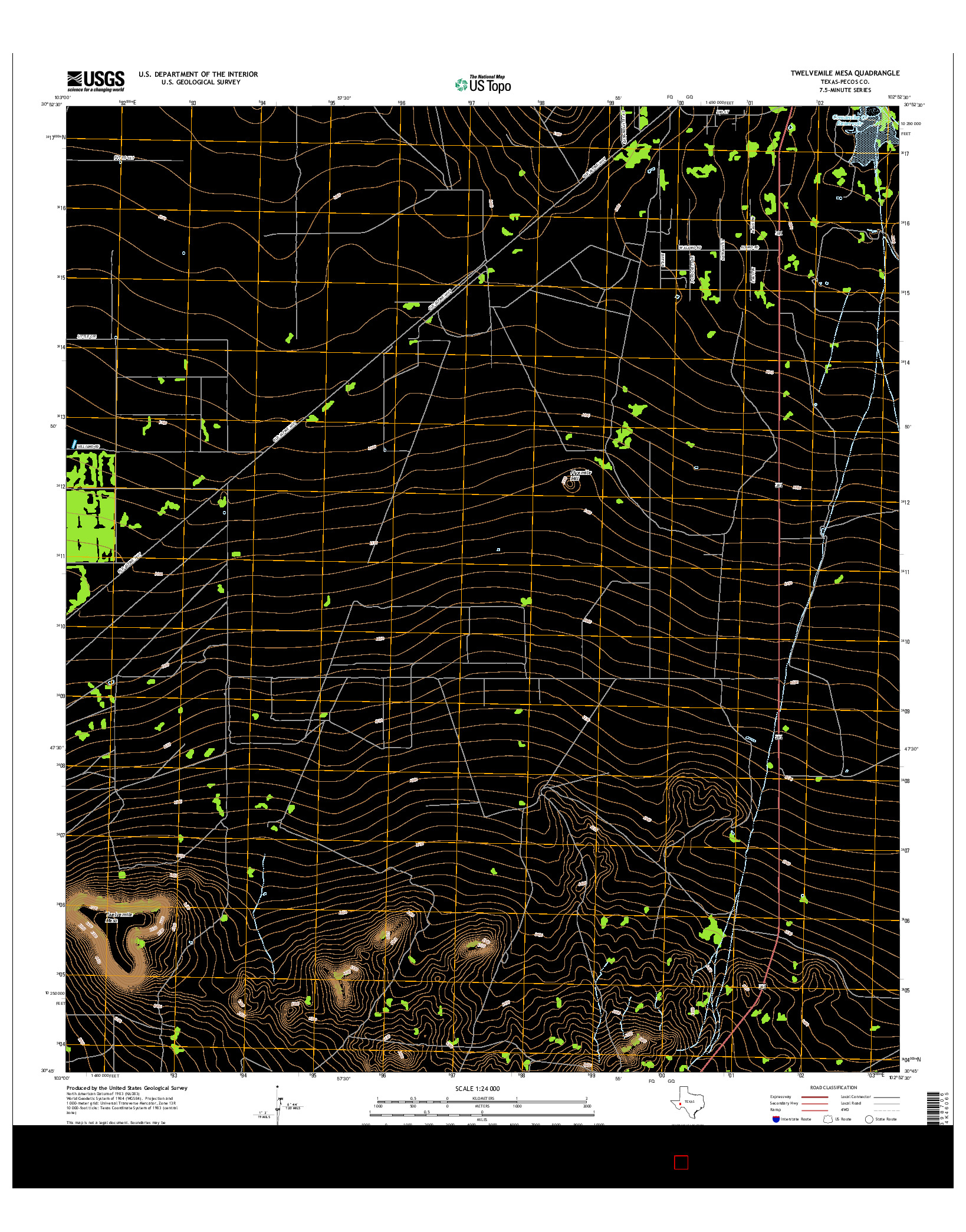 USGS US TOPO 7.5-MINUTE MAP FOR TWELVEMILE MESA, TX 2016