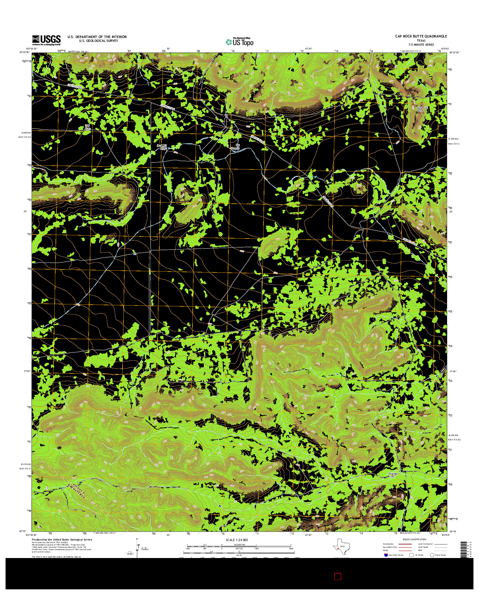 USGS US TOPO 7.5-MINUTE MAP FOR CAP ROCK BUTTE, TX 2016