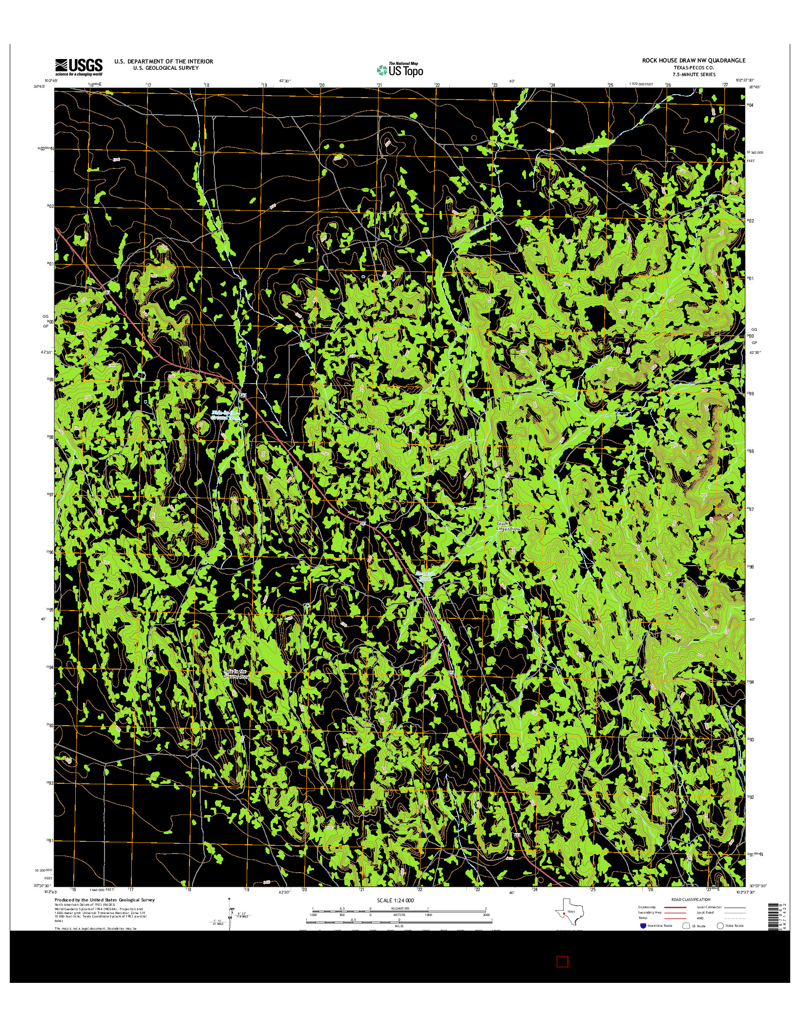 USGS US TOPO 7.5-MINUTE MAP FOR ROCK HOUSE DRAW NW, TX 2016