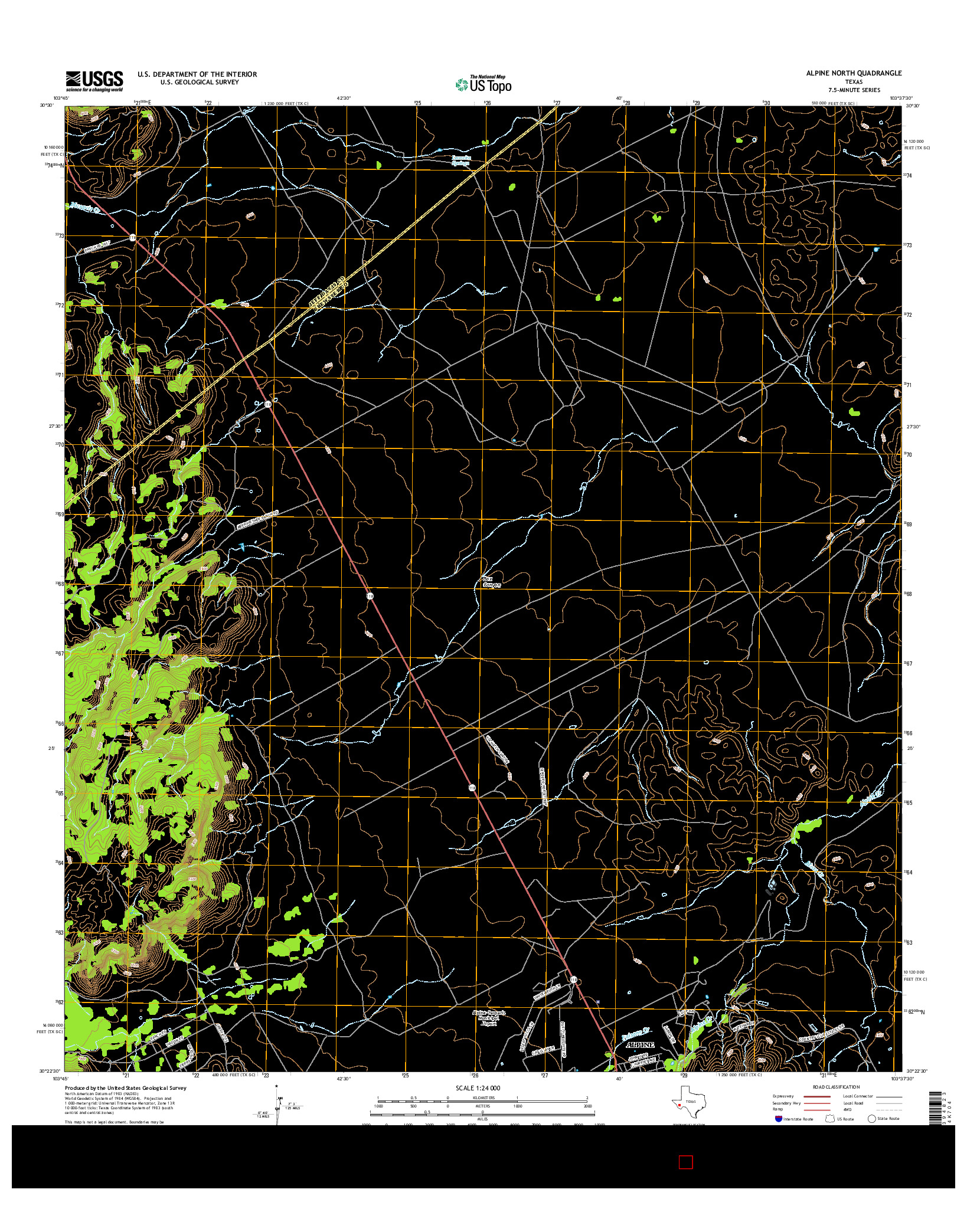 USGS US TOPO 7.5-MINUTE MAP FOR ALPINE NORTH, TX 2016