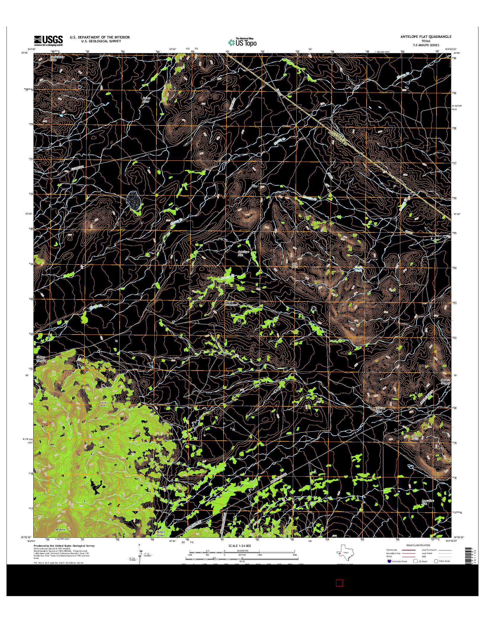 USGS US TOPO 7.5-MINUTE MAP FOR ANTELOPE FLAT, TX 2016