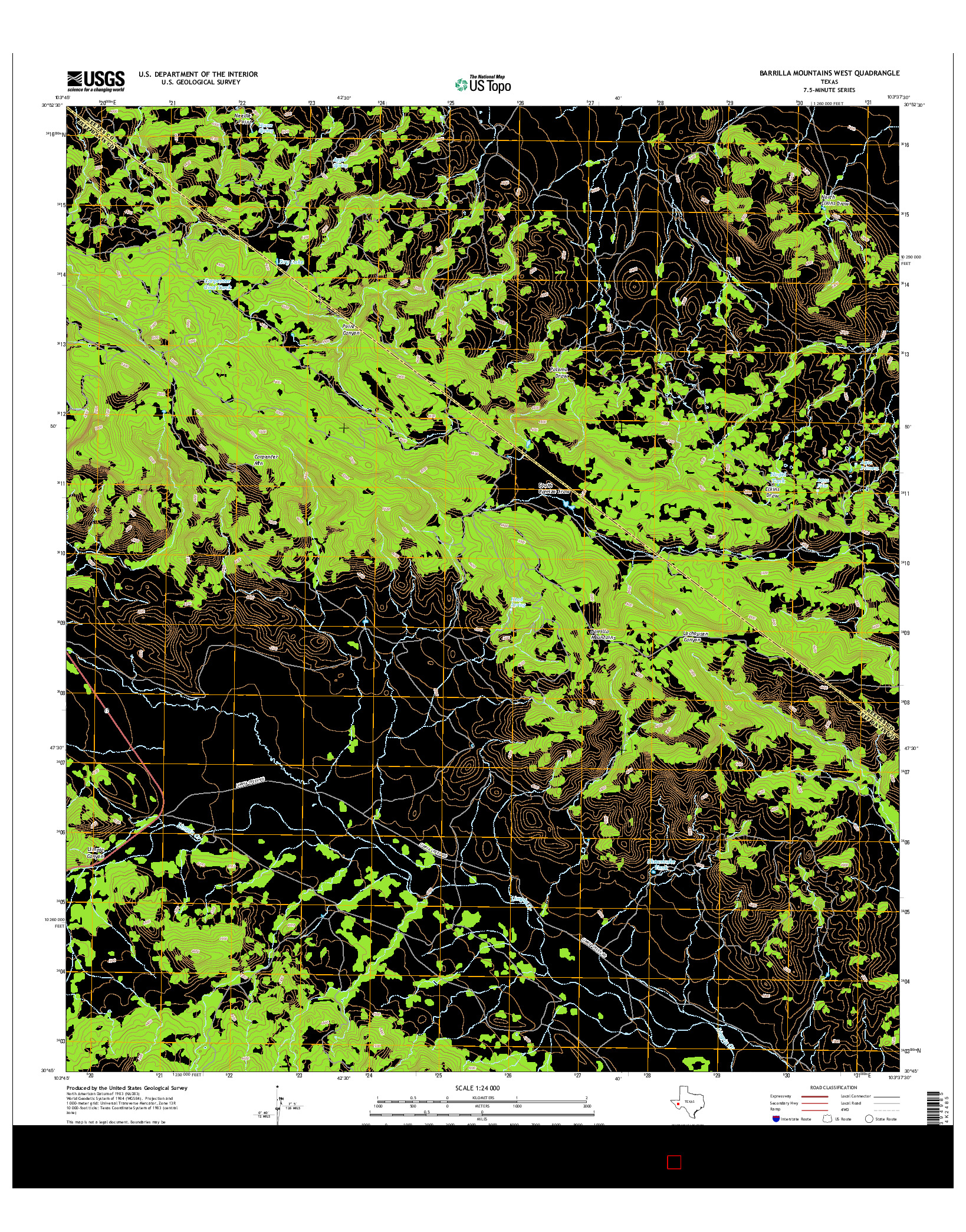USGS US TOPO 7.5-MINUTE MAP FOR BARRILLA MOUNTAINS WEST, TX 2016