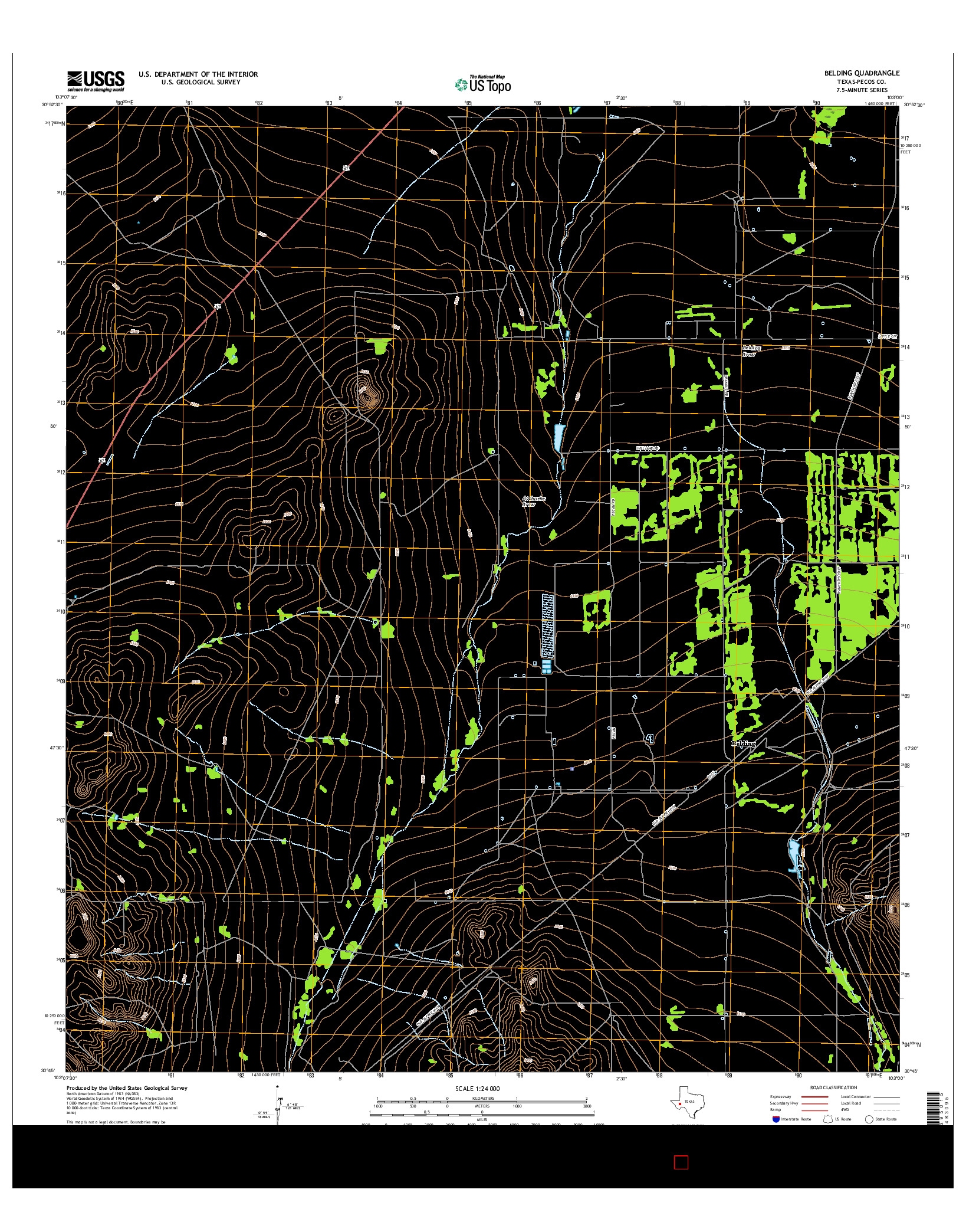 USGS US TOPO 7.5-MINUTE MAP FOR BELDING, TX 2016