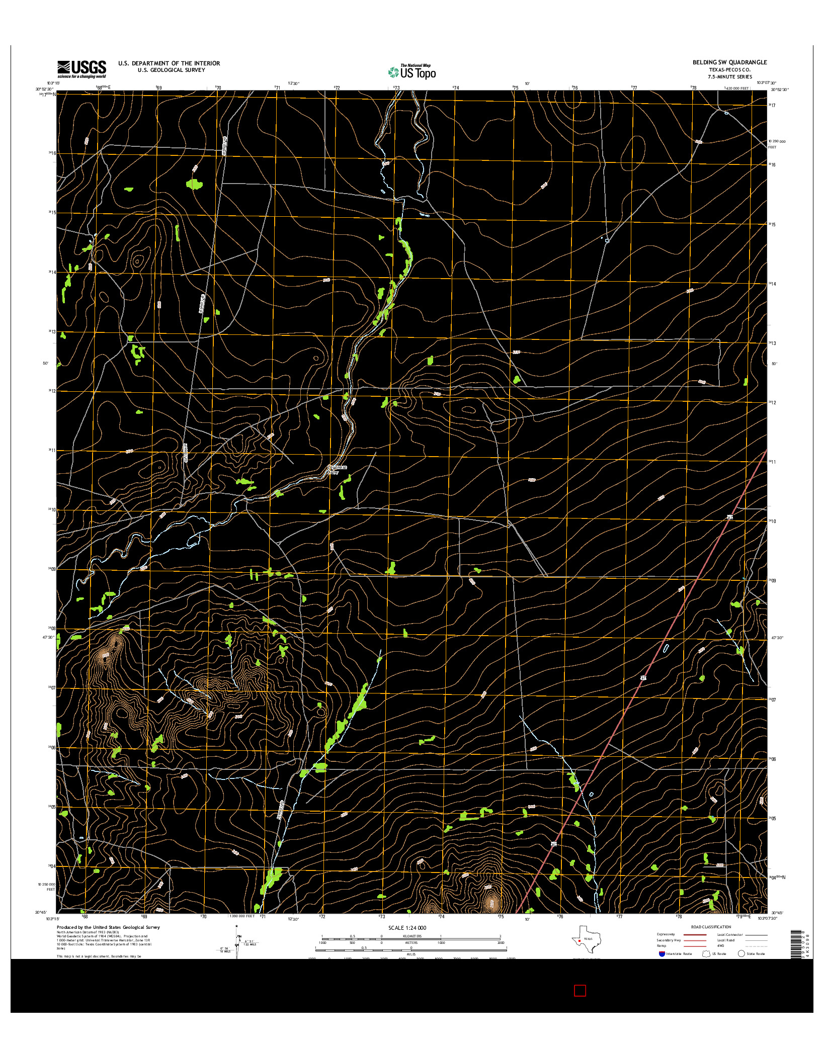 USGS US TOPO 7.5-MINUTE MAP FOR BELDING SW, TX 2016
