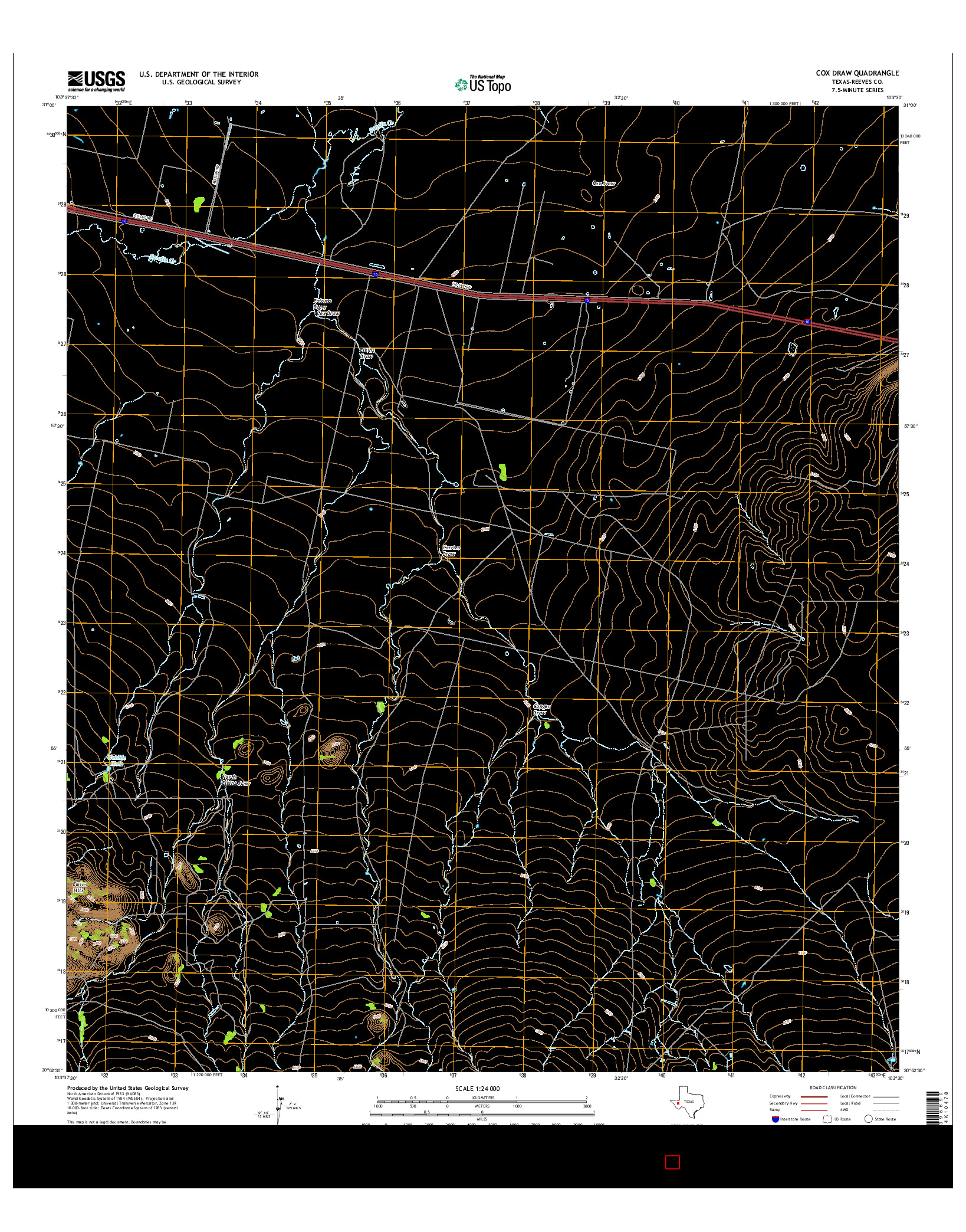 USGS US TOPO 7.5-MINUTE MAP FOR COX DRAW, TX 2016