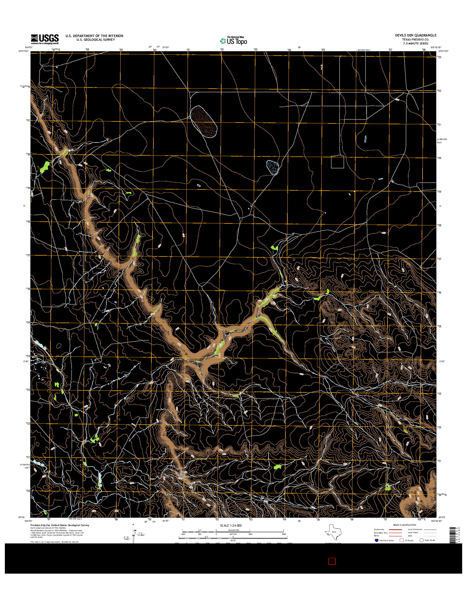 USGS US TOPO 7.5-MINUTE MAP FOR DEVILS DEN, TX 2016
