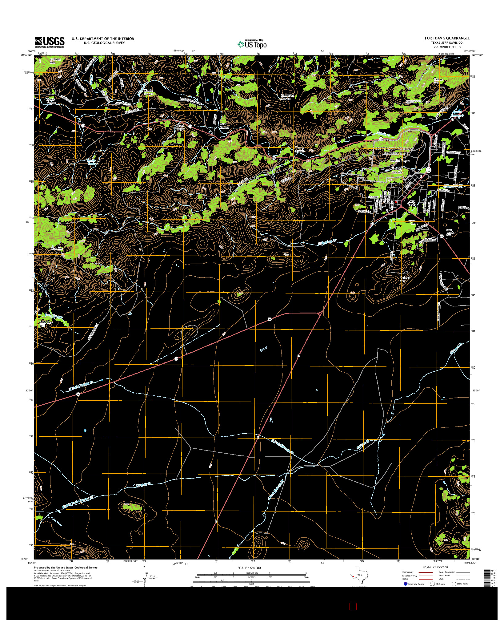 USGS US TOPO 7.5-MINUTE MAP FOR FORT DAVIS, TX 2016