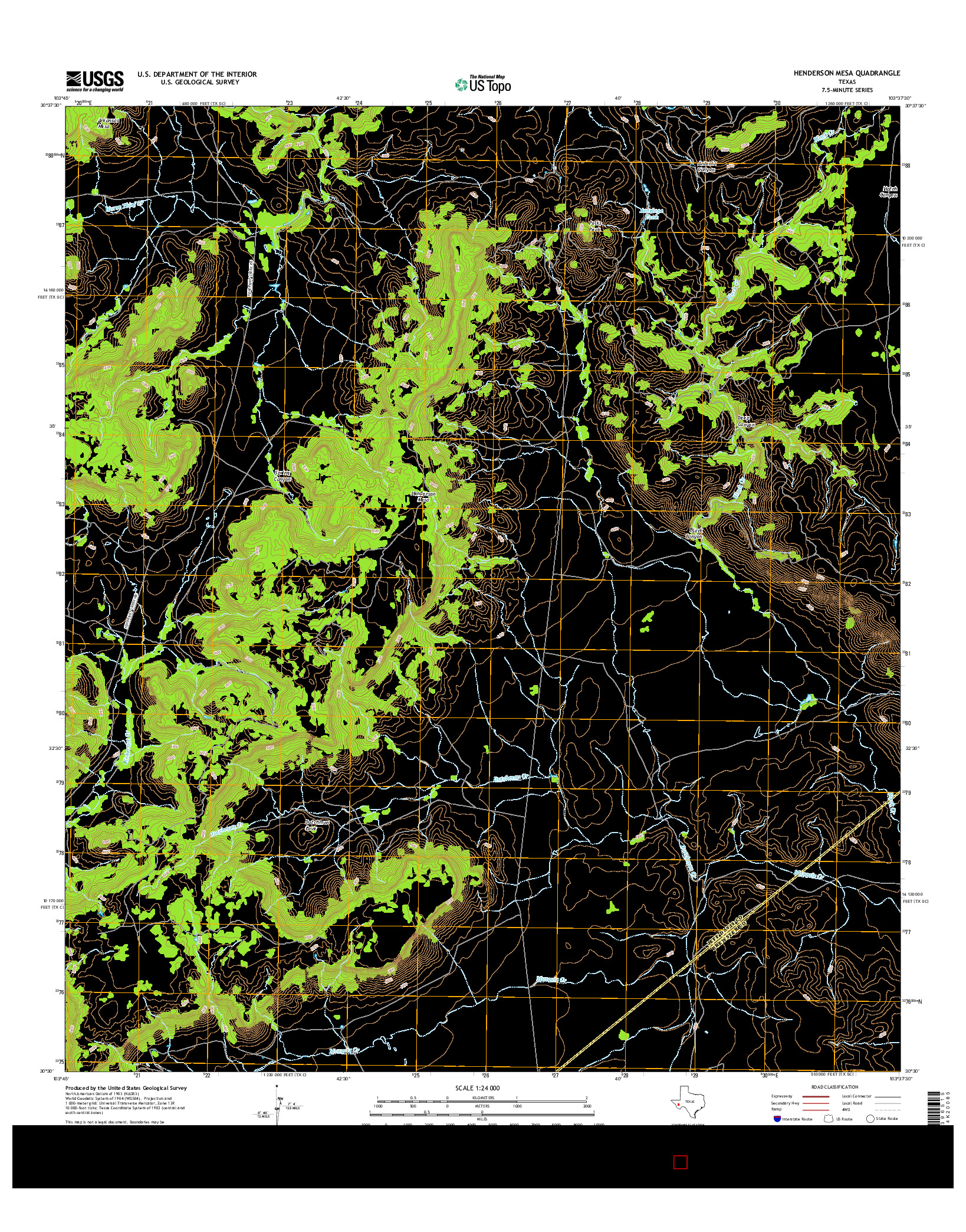 USGS US TOPO 7.5-MINUTE MAP FOR HENDERSON MESA, TX 2016