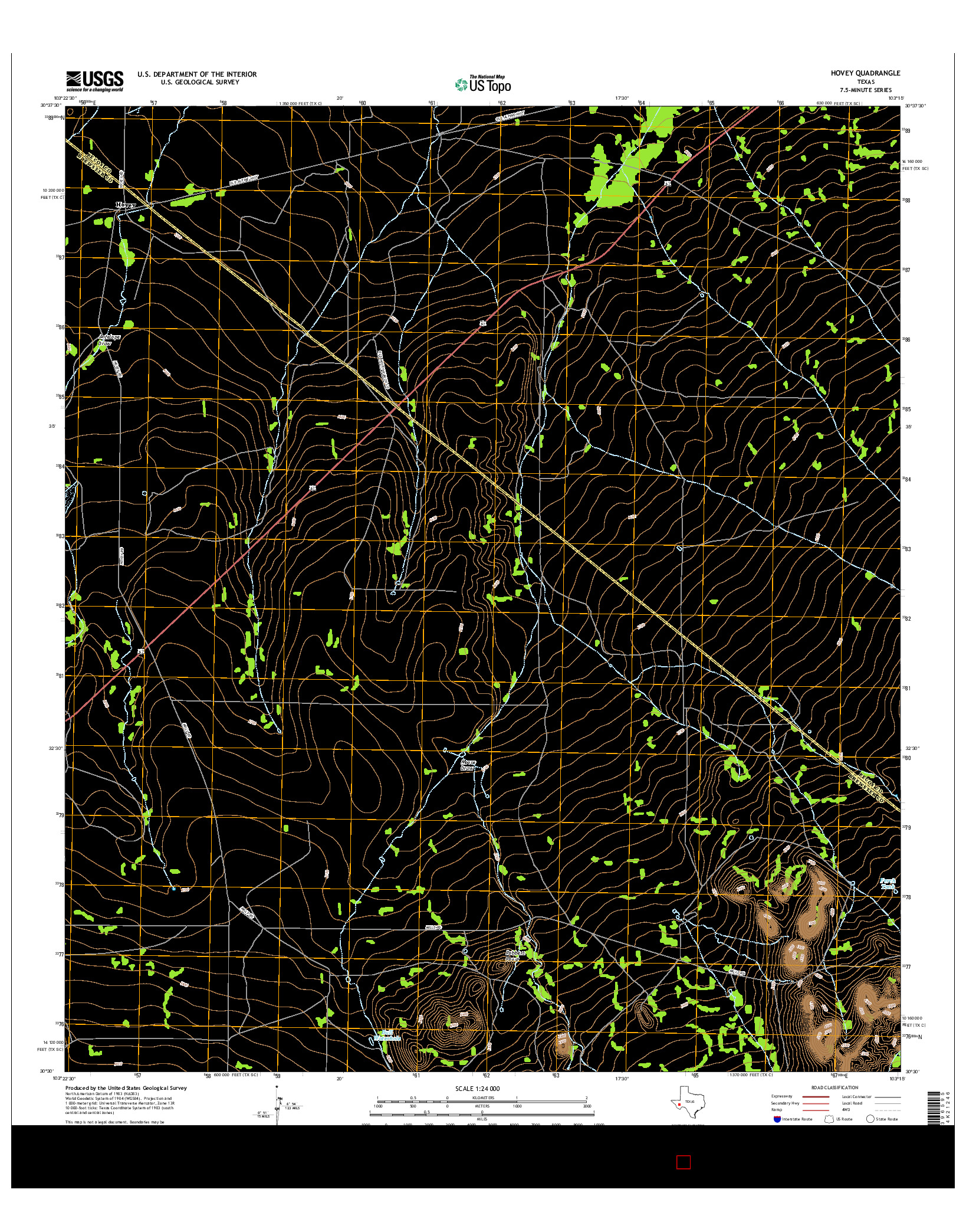 USGS US TOPO 7.5-MINUTE MAP FOR HOVEY, TX 2016