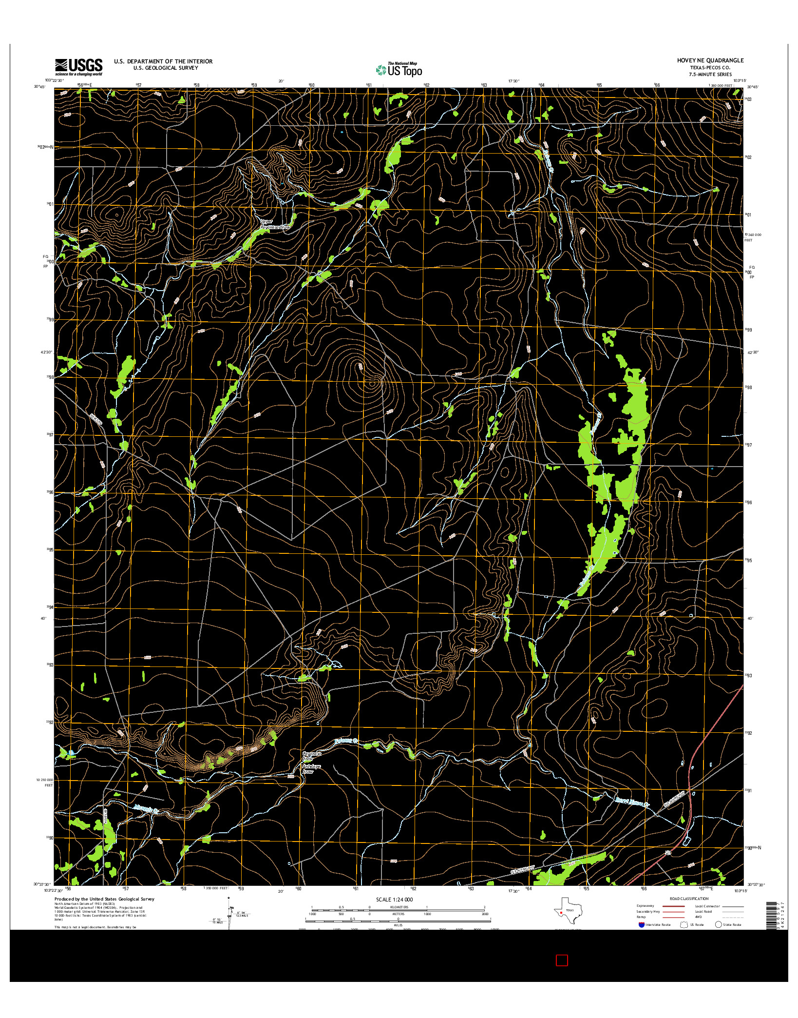 USGS US TOPO 7.5-MINUTE MAP FOR HOVEY NE, TX 2016