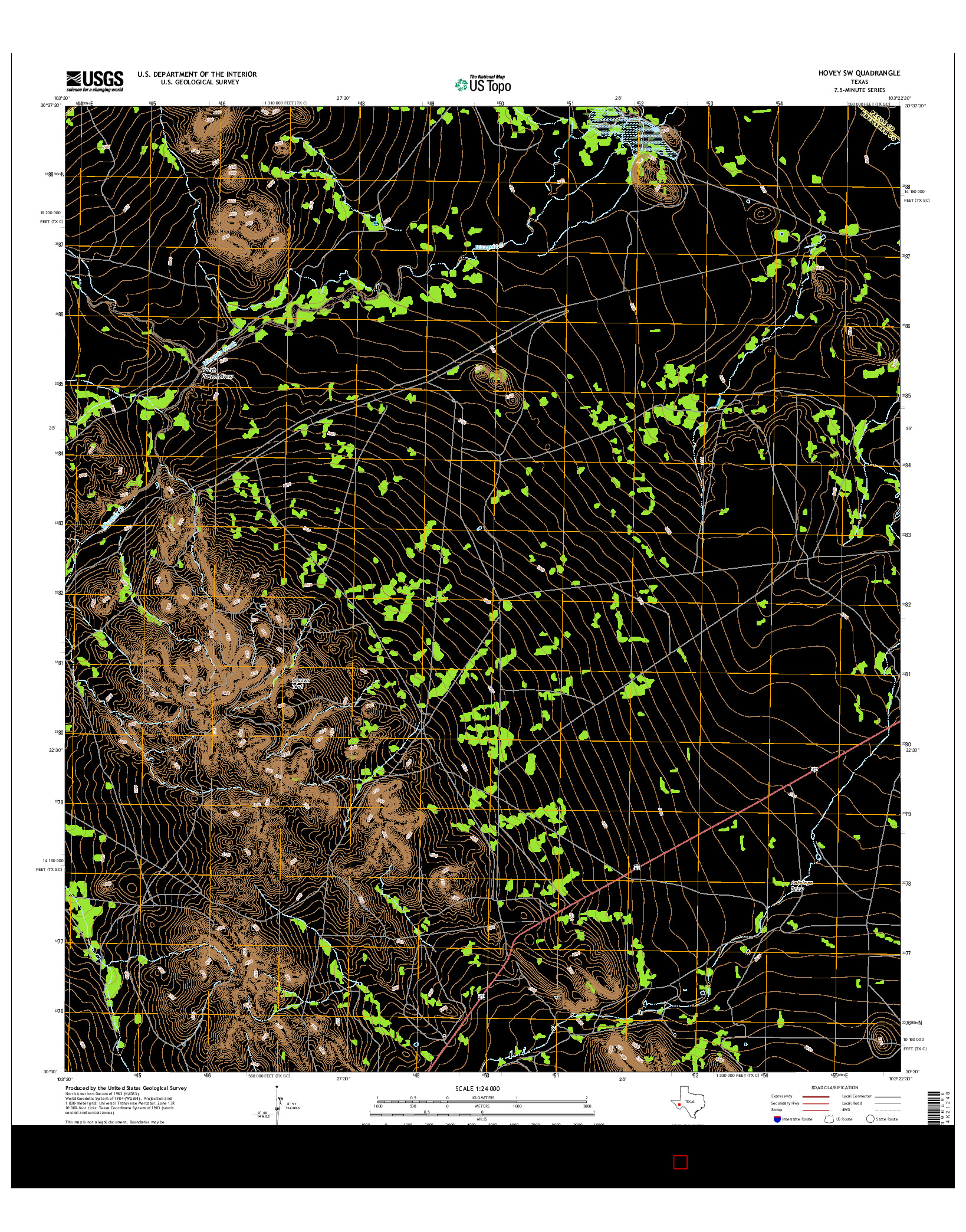 USGS US TOPO 7.5-MINUTE MAP FOR HOVEY SW, TX 2016