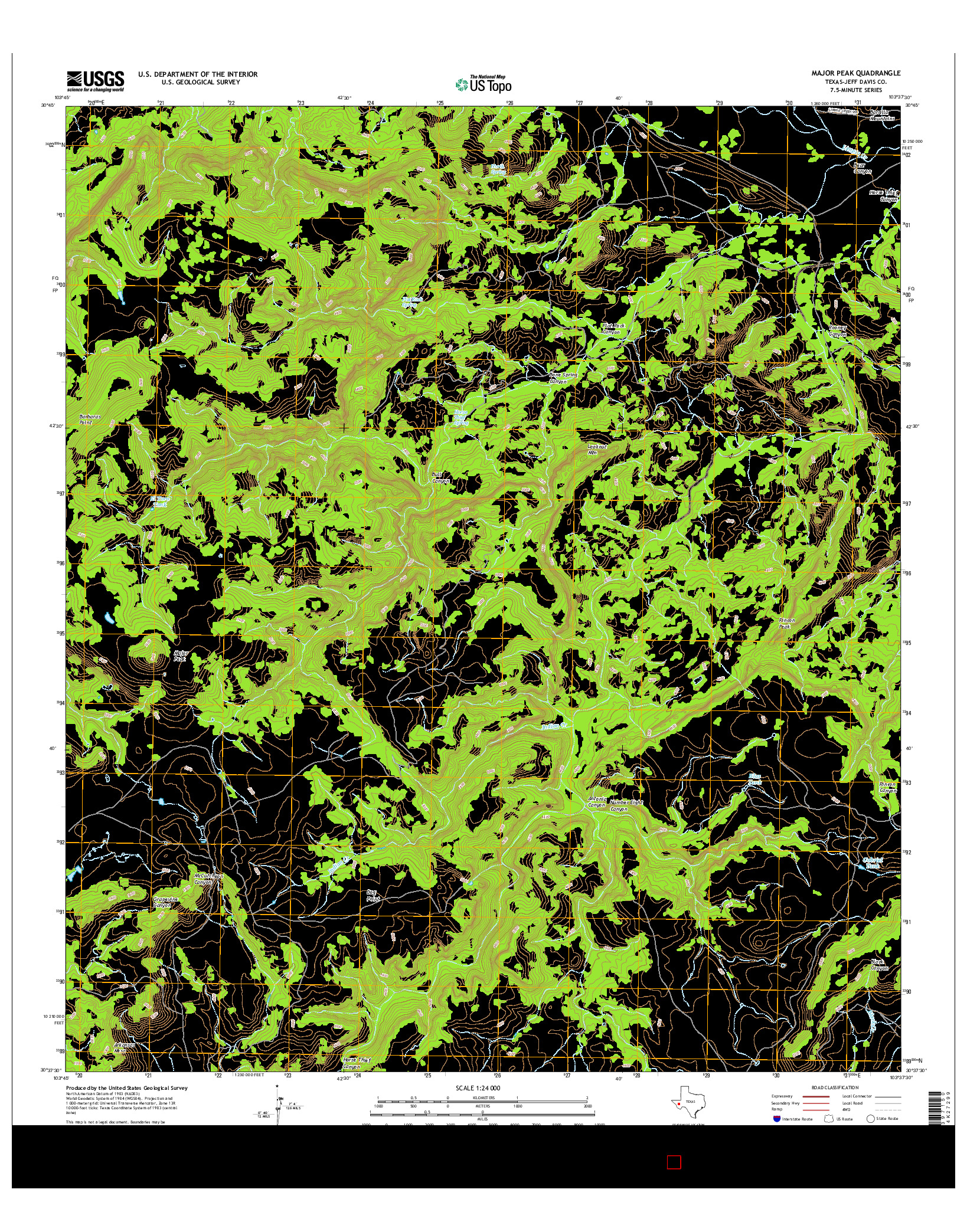 USGS US TOPO 7.5-MINUTE MAP FOR MAJOR PEAK, TX 2016