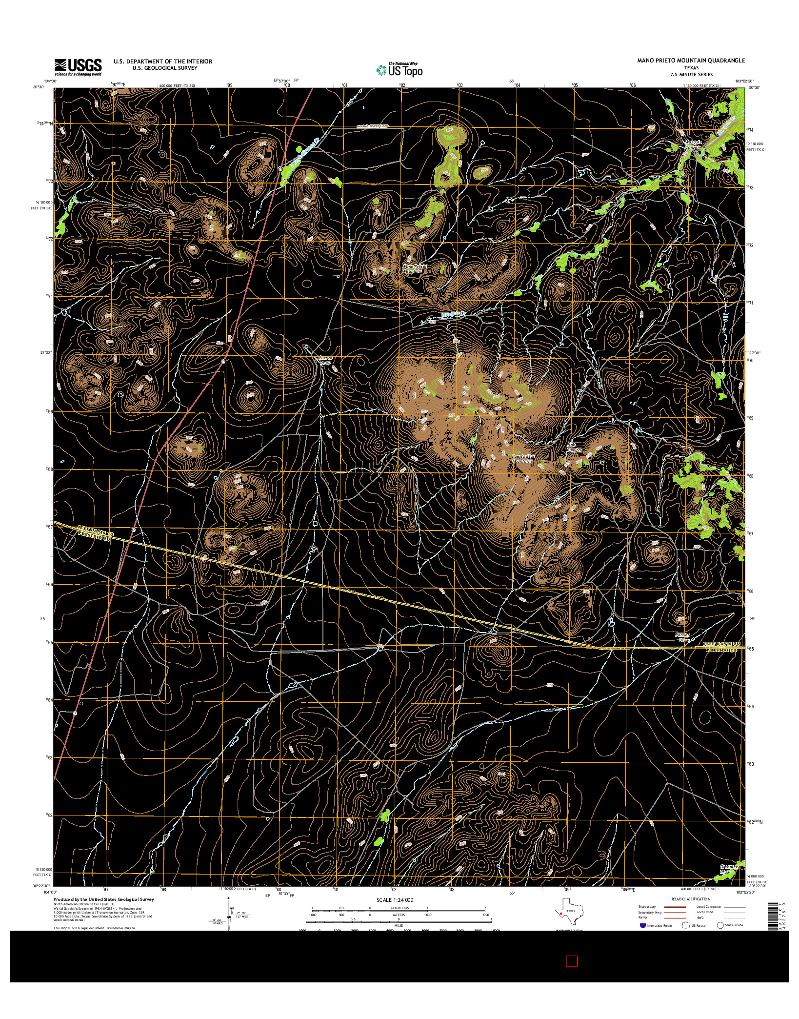 USGS US TOPO 7.5-MINUTE MAP FOR MANO PRIETO MOUNTAIN, TX 2016