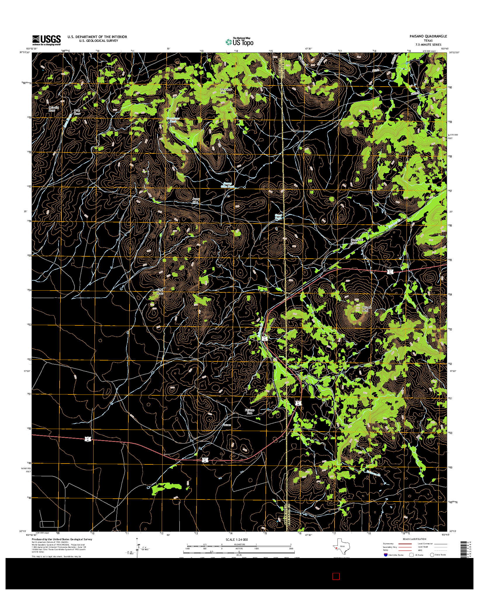 USGS US TOPO 7.5-MINUTE MAP FOR PAISANO, TX 2016