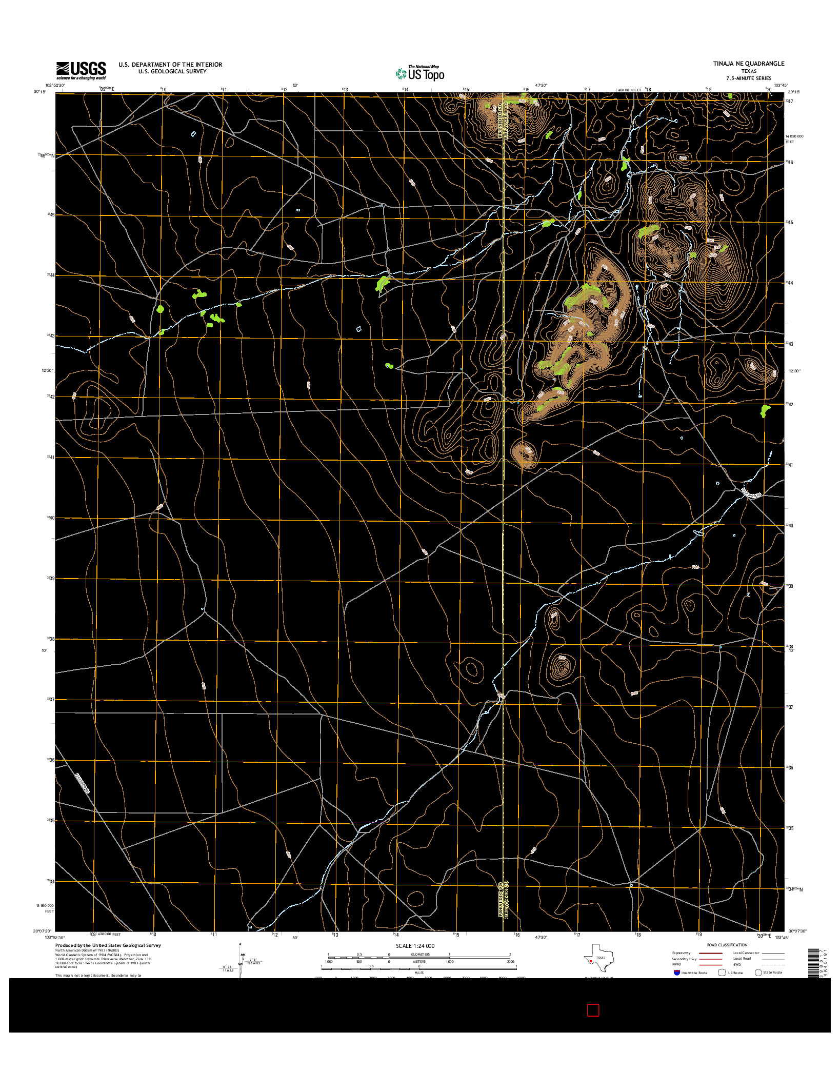 USGS US TOPO 7.5-MINUTE MAP FOR TINAJA NE, TX 2016