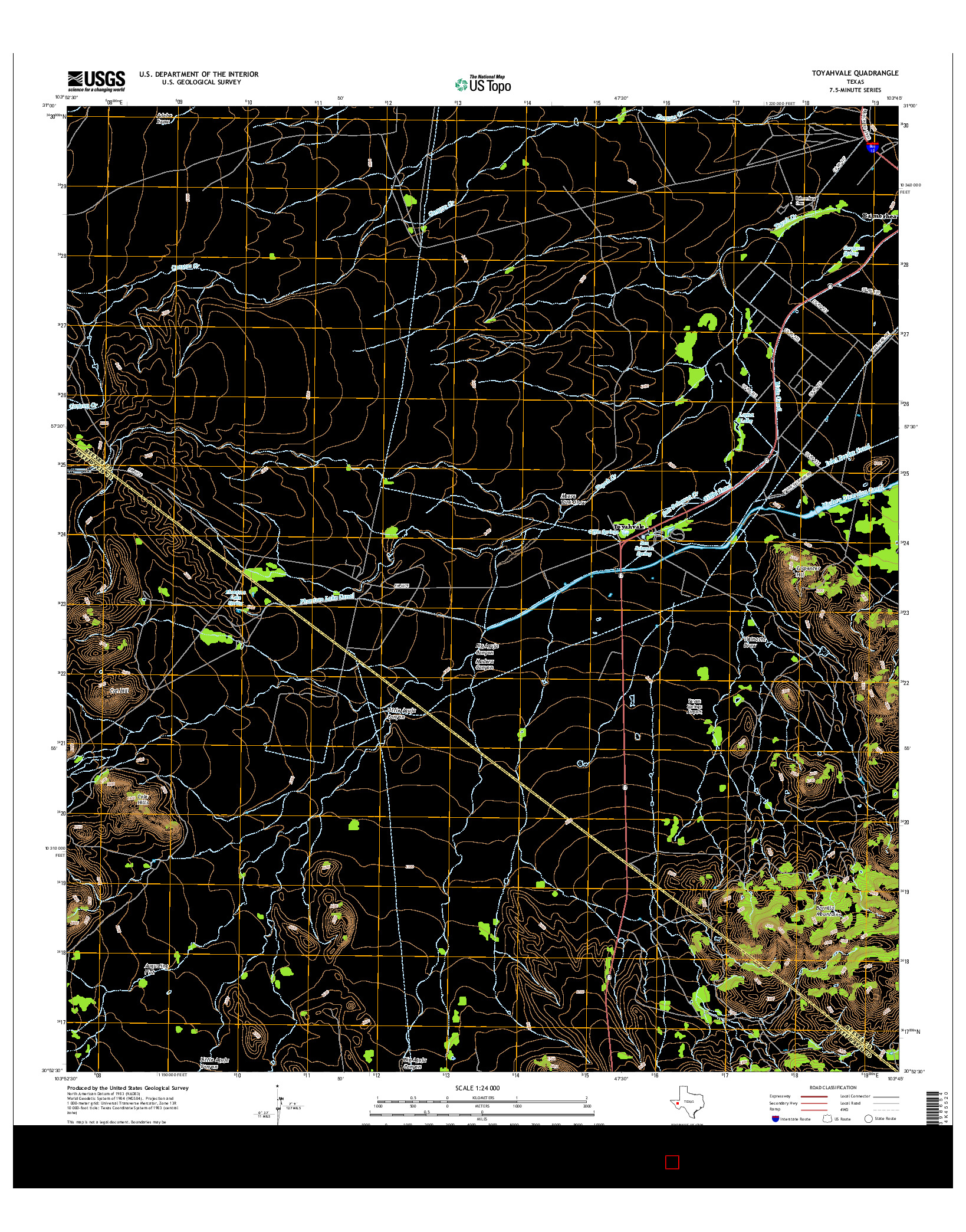 USGS US TOPO 7.5-MINUTE MAP FOR TOYAHVALE, TX 2016