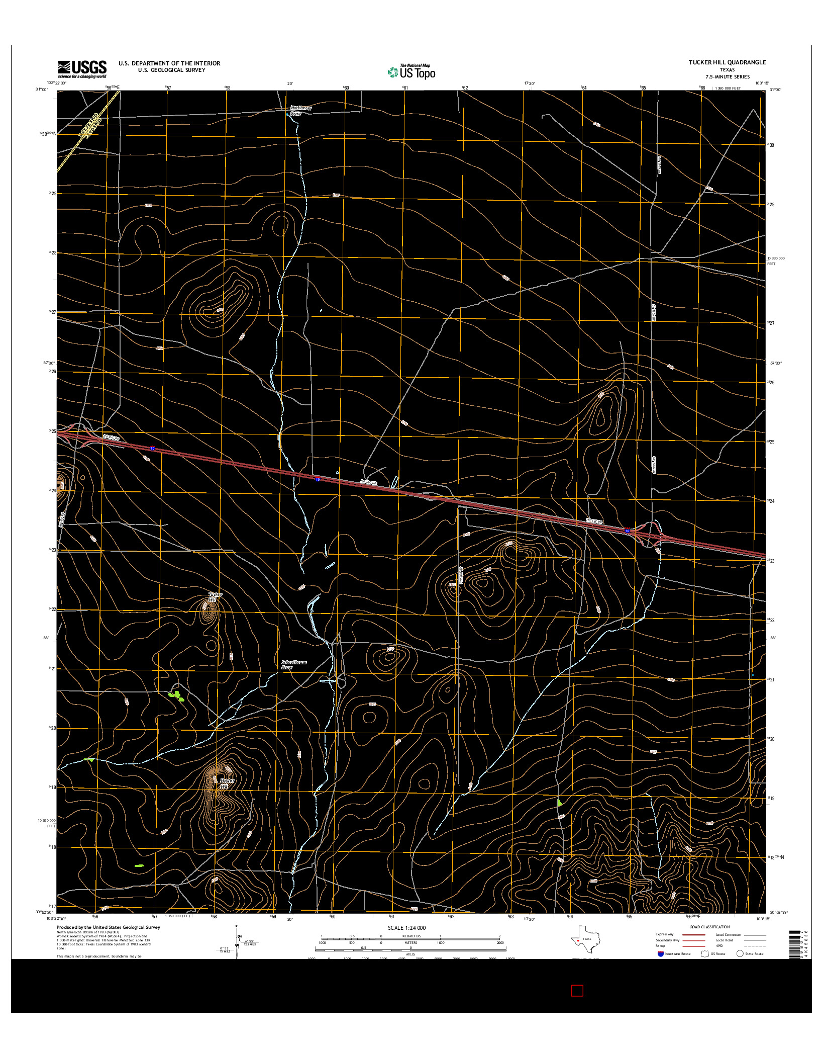 USGS US TOPO 7.5-MINUTE MAP FOR TUCKER HILL, TX 2016