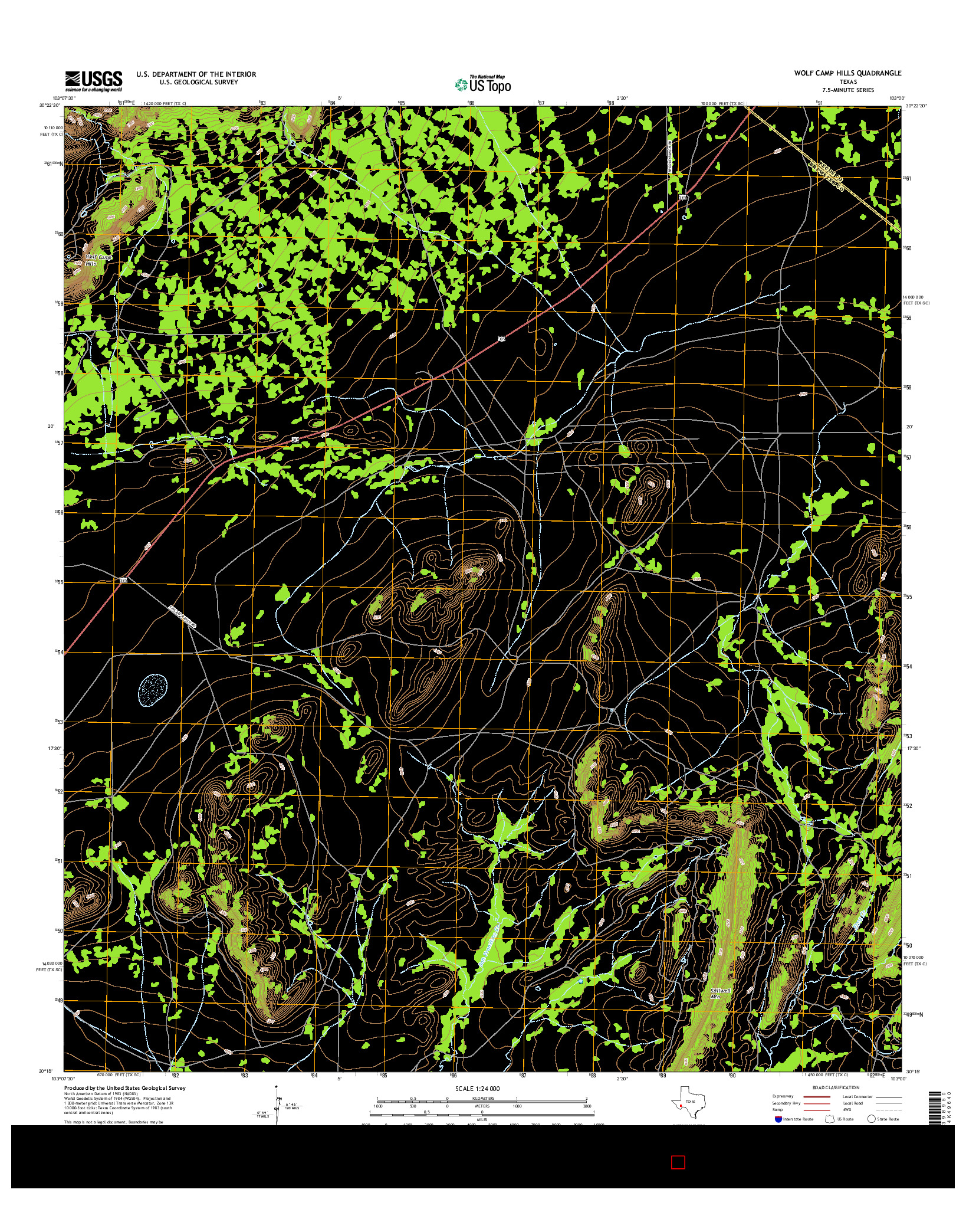 USGS US TOPO 7.5-MINUTE MAP FOR WOLF CAMP HILLS, TX 2016