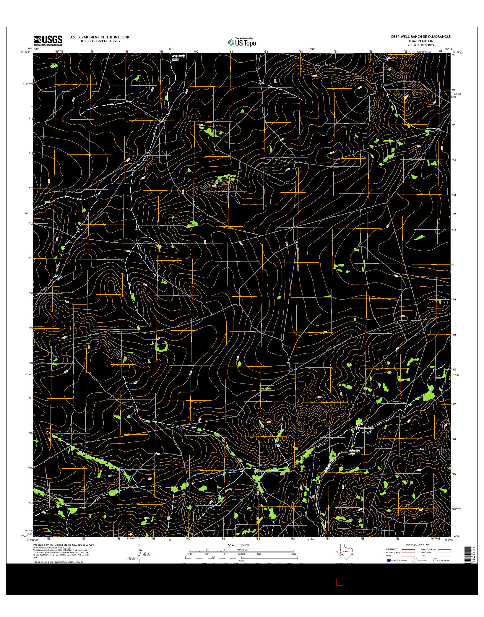 USGS US TOPO 7.5-MINUTE MAP FOR DEEP WELL RANCH SE, TX 2016