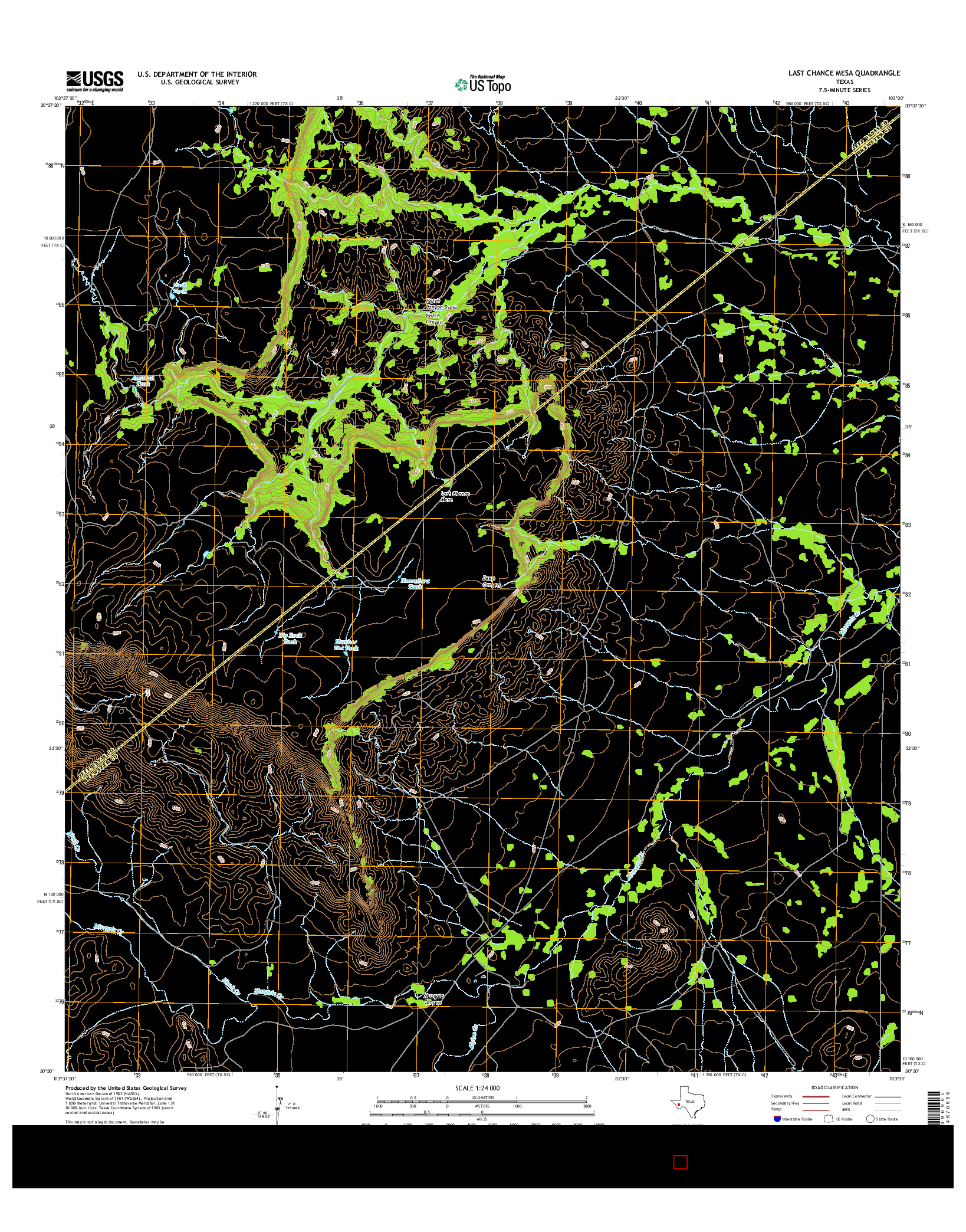 USGS US TOPO 7.5-MINUTE MAP FOR LAST CHANCE MESA, TX 2016