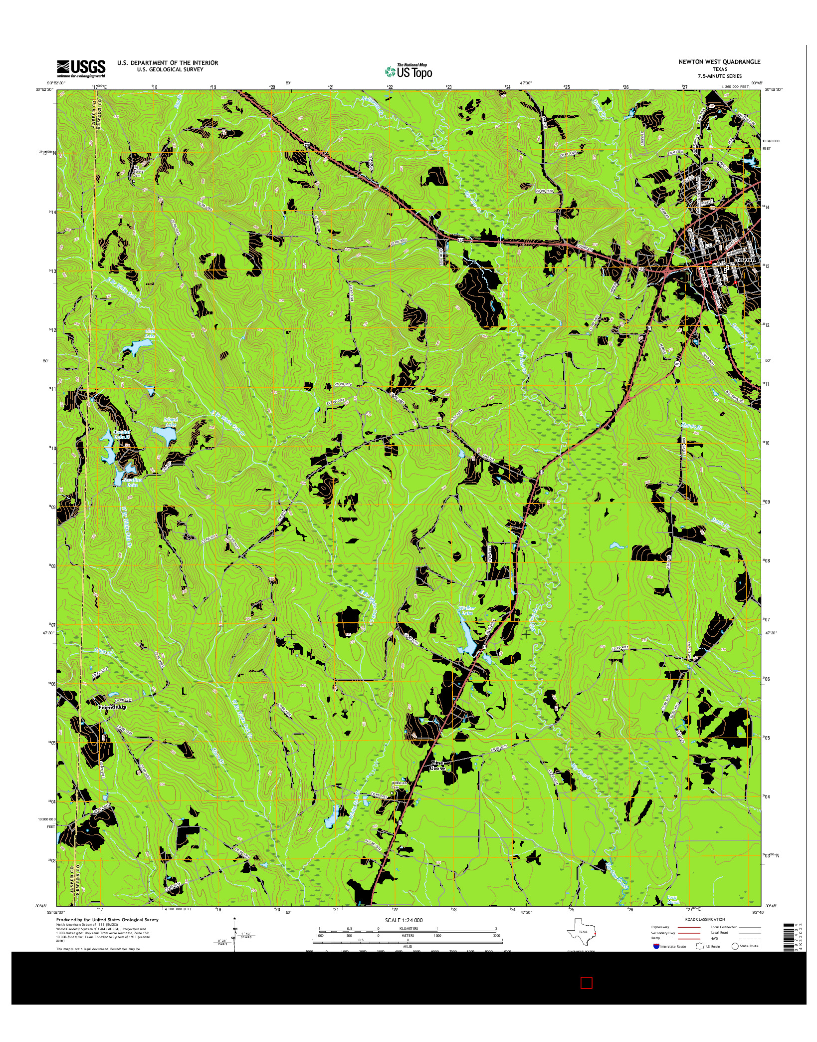 USGS US TOPO 7.5-MINUTE MAP FOR NEWTON WEST, TX 2016