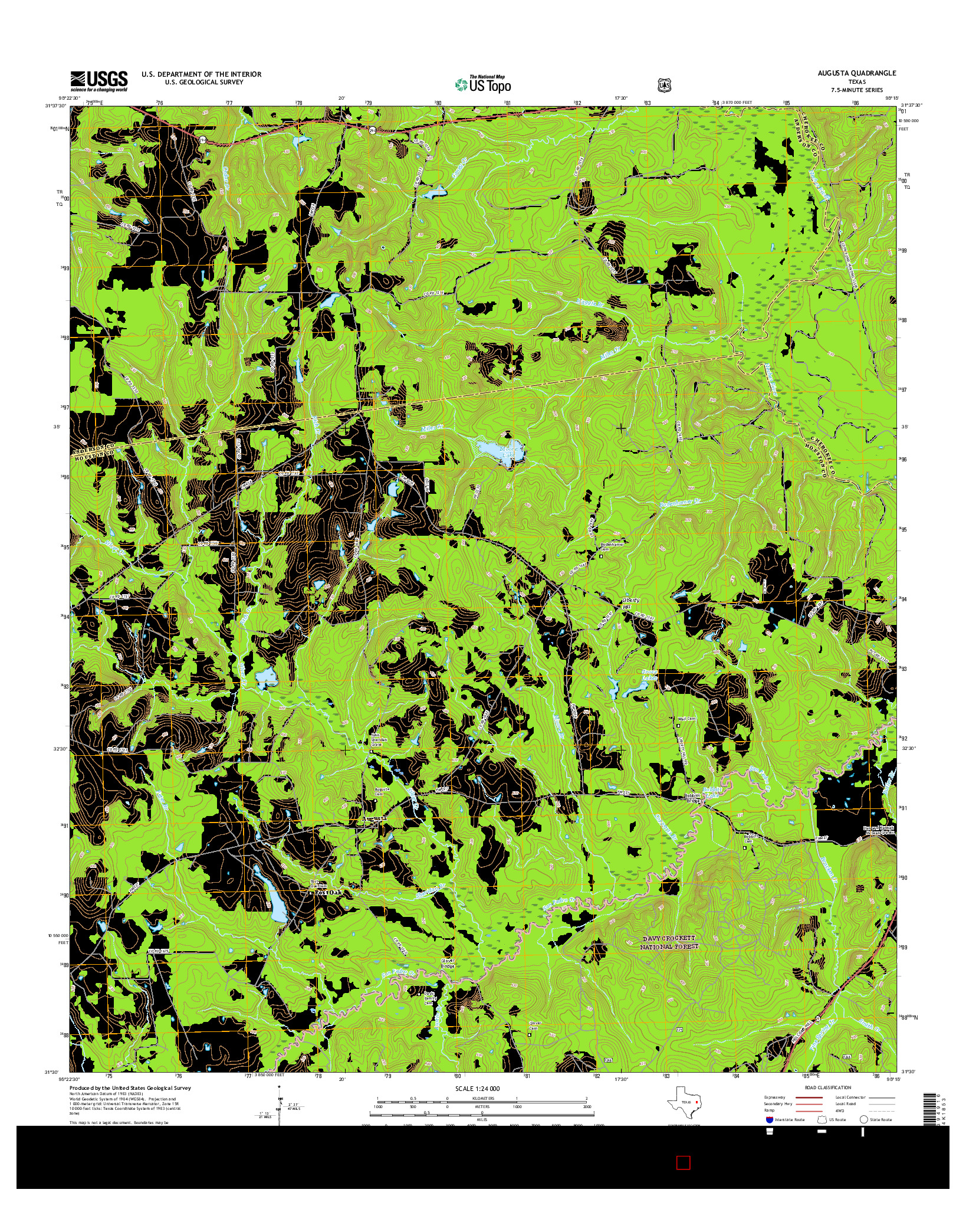 USGS US TOPO 7.5-MINUTE MAP FOR AUGUSTA, TX 2016