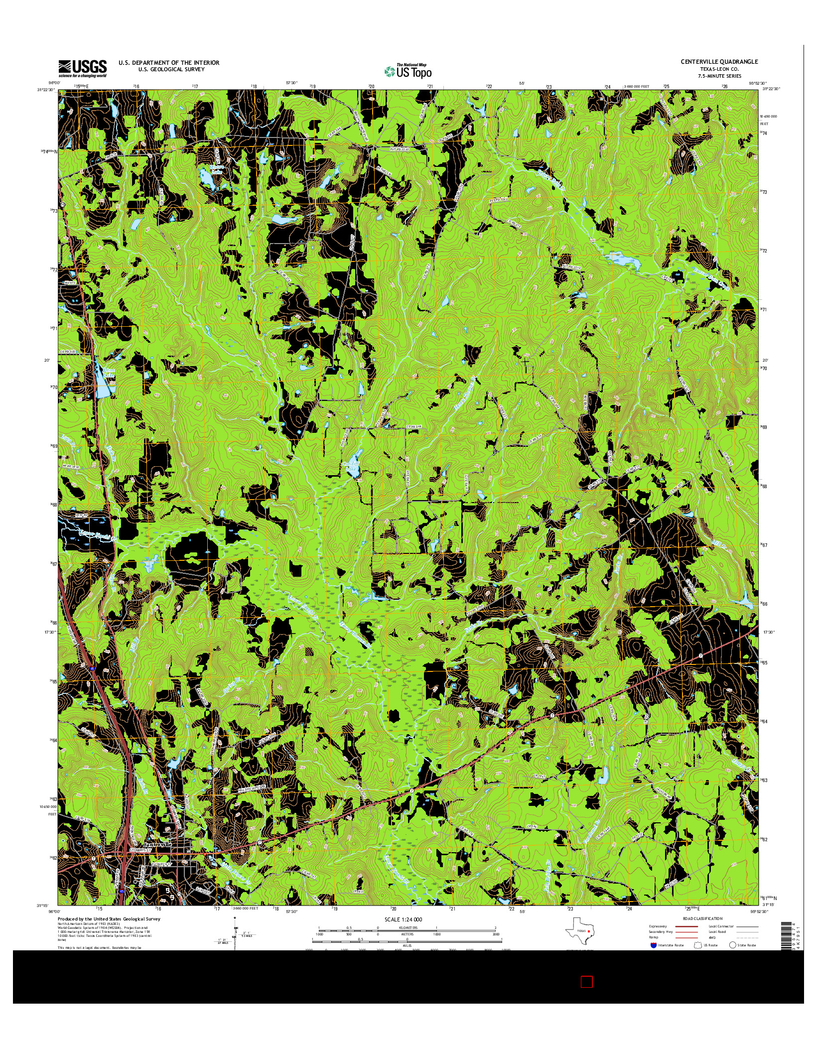 USGS US TOPO 7.5-MINUTE MAP FOR CENTERVILLE, TX 2016