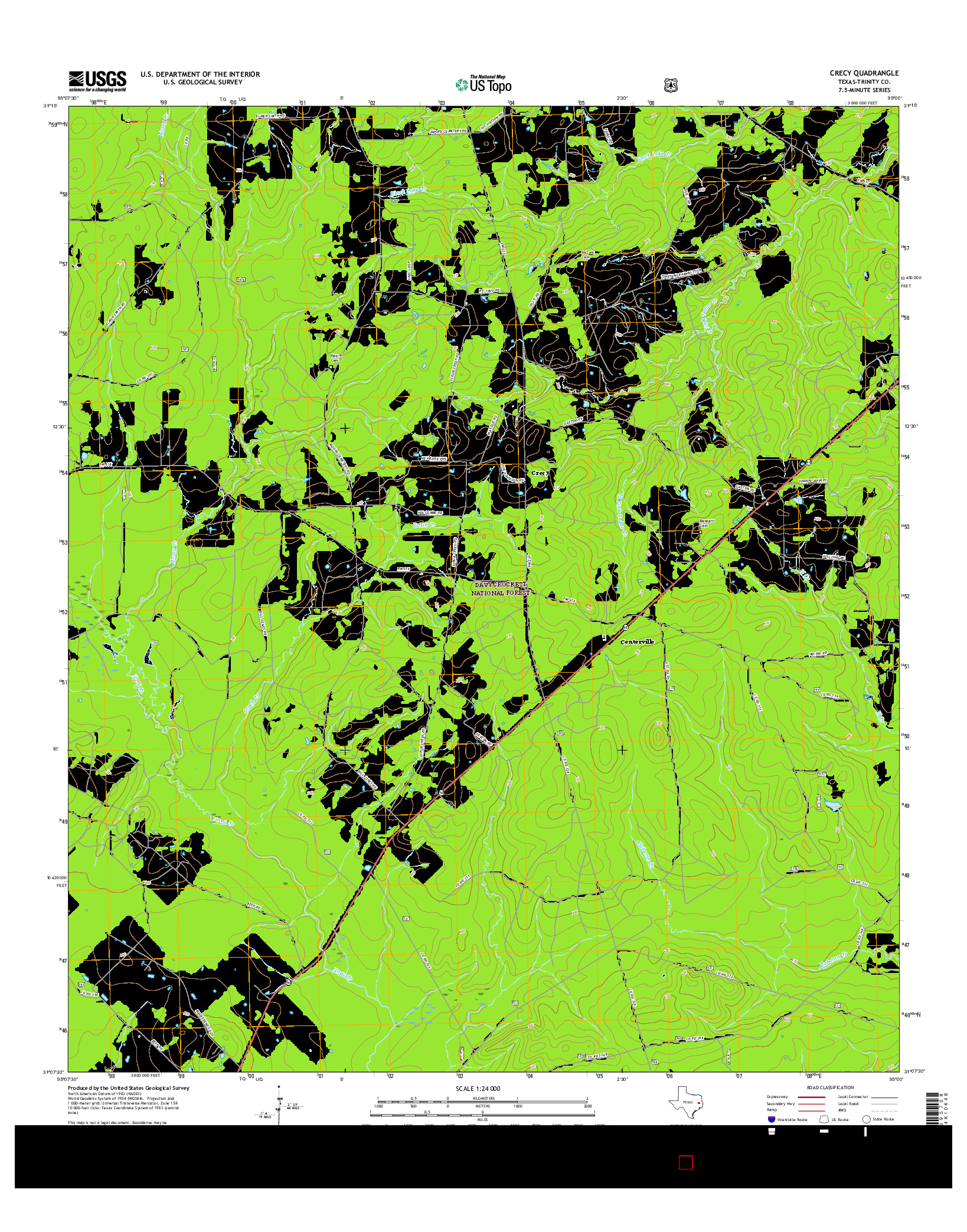 USGS US TOPO 7.5-MINUTE MAP FOR CRECY, TX 2016