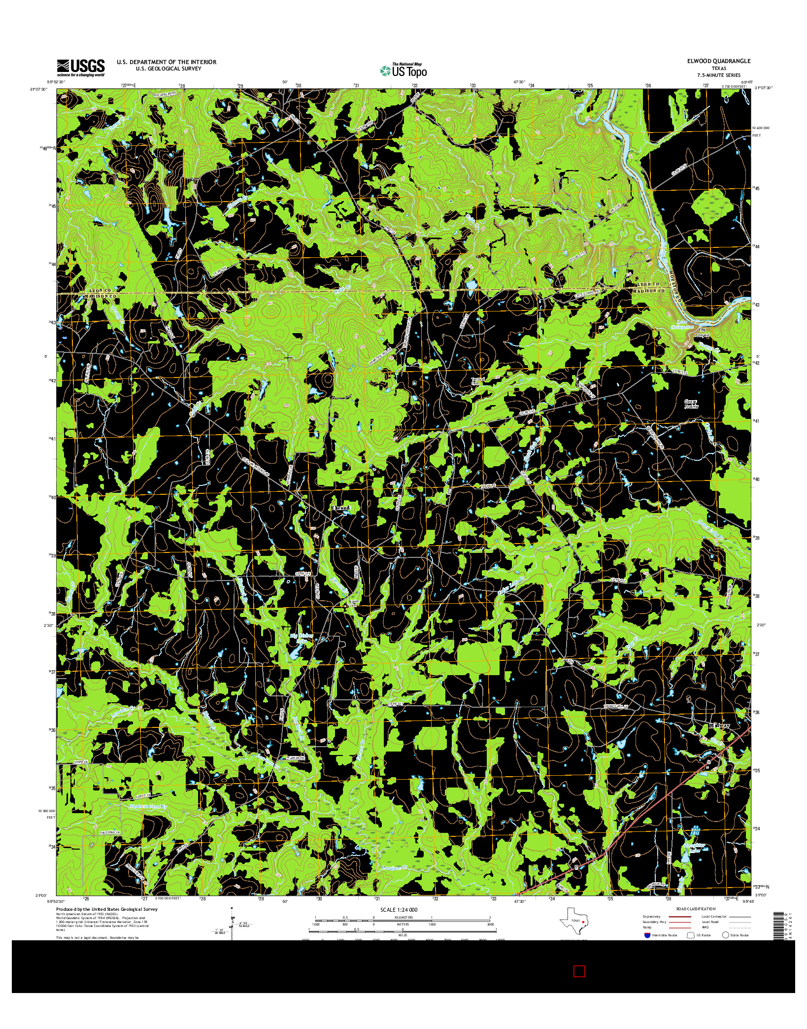 USGS US TOPO 7.5-MINUTE MAP FOR ELWOOD, TX 2016