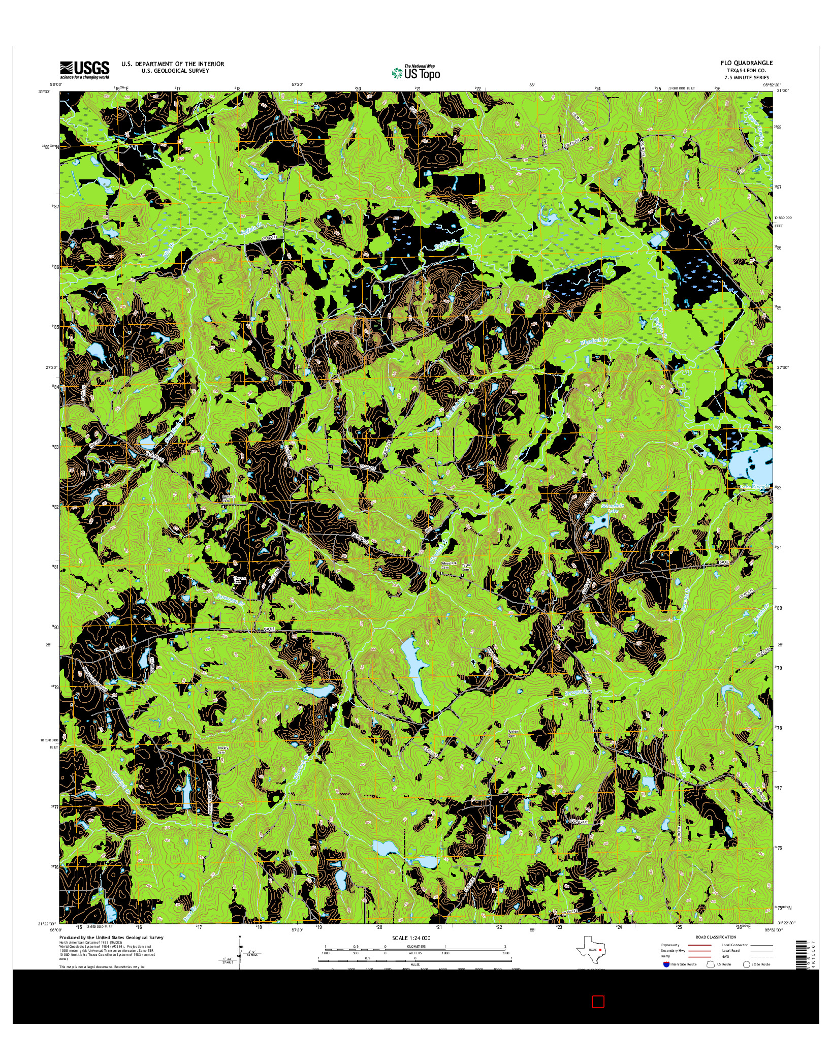 USGS US TOPO 7.5-MINUTE MAP FOR FLO, TX 2016