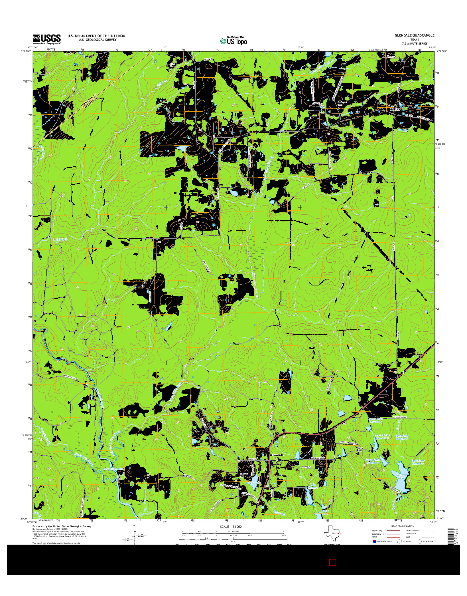 USGS US TOPO 7.5-MINUTE MAP FOR GLENDALE, TX 2016