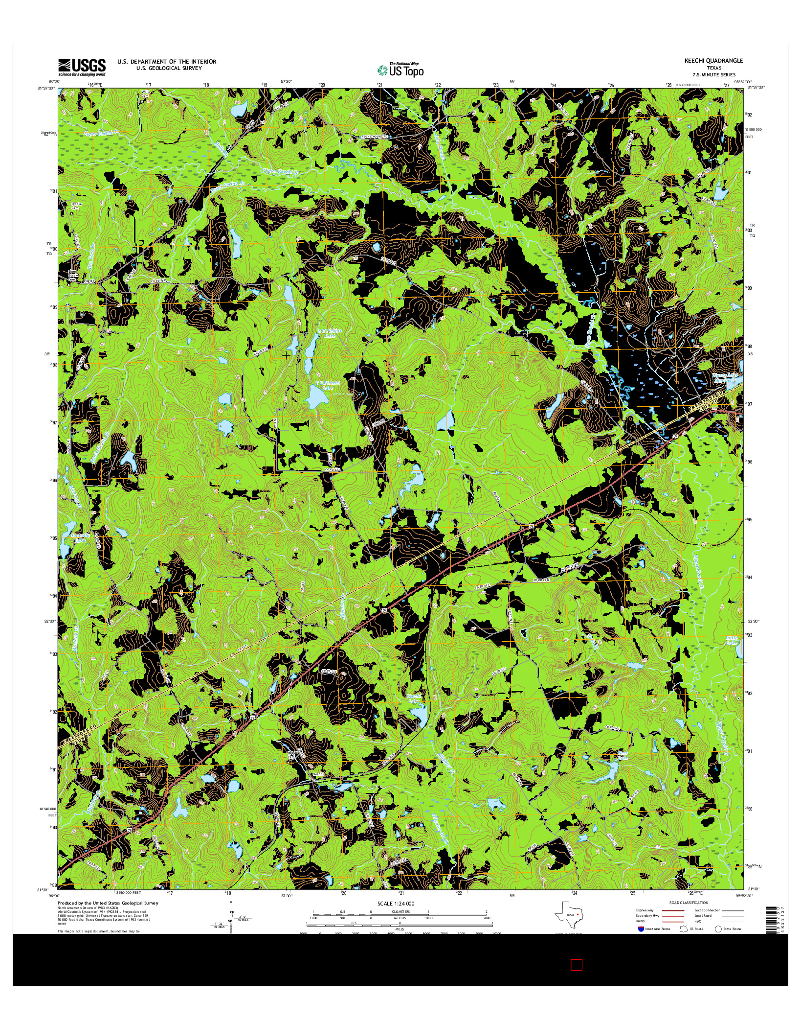 USGS US TOPO 7.5-MINUTE MAP FOR KEECHI, TX 2016