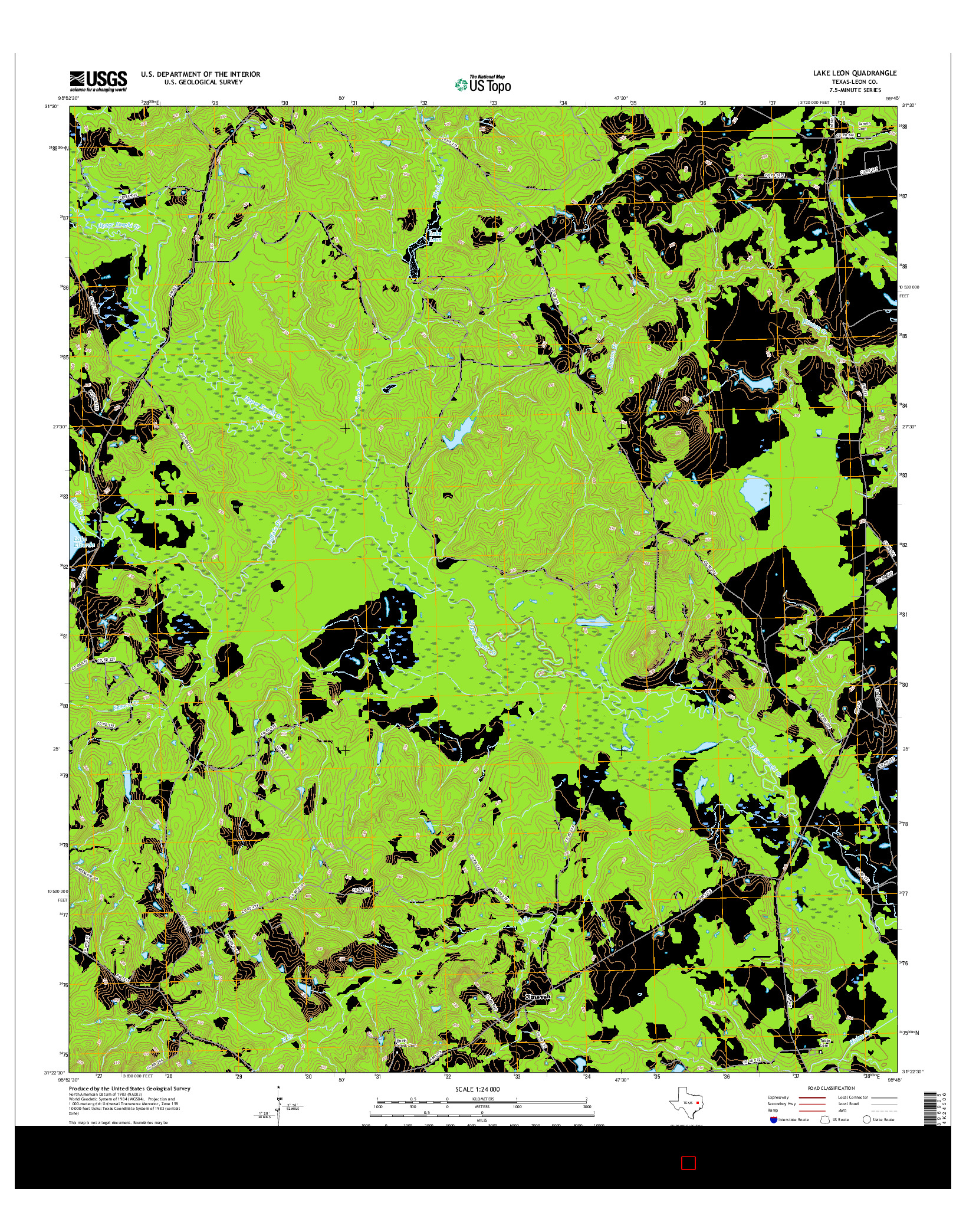 USGS US TOPO 7.5-MINUTE MAP FOR LAKE LEON, TX 2016