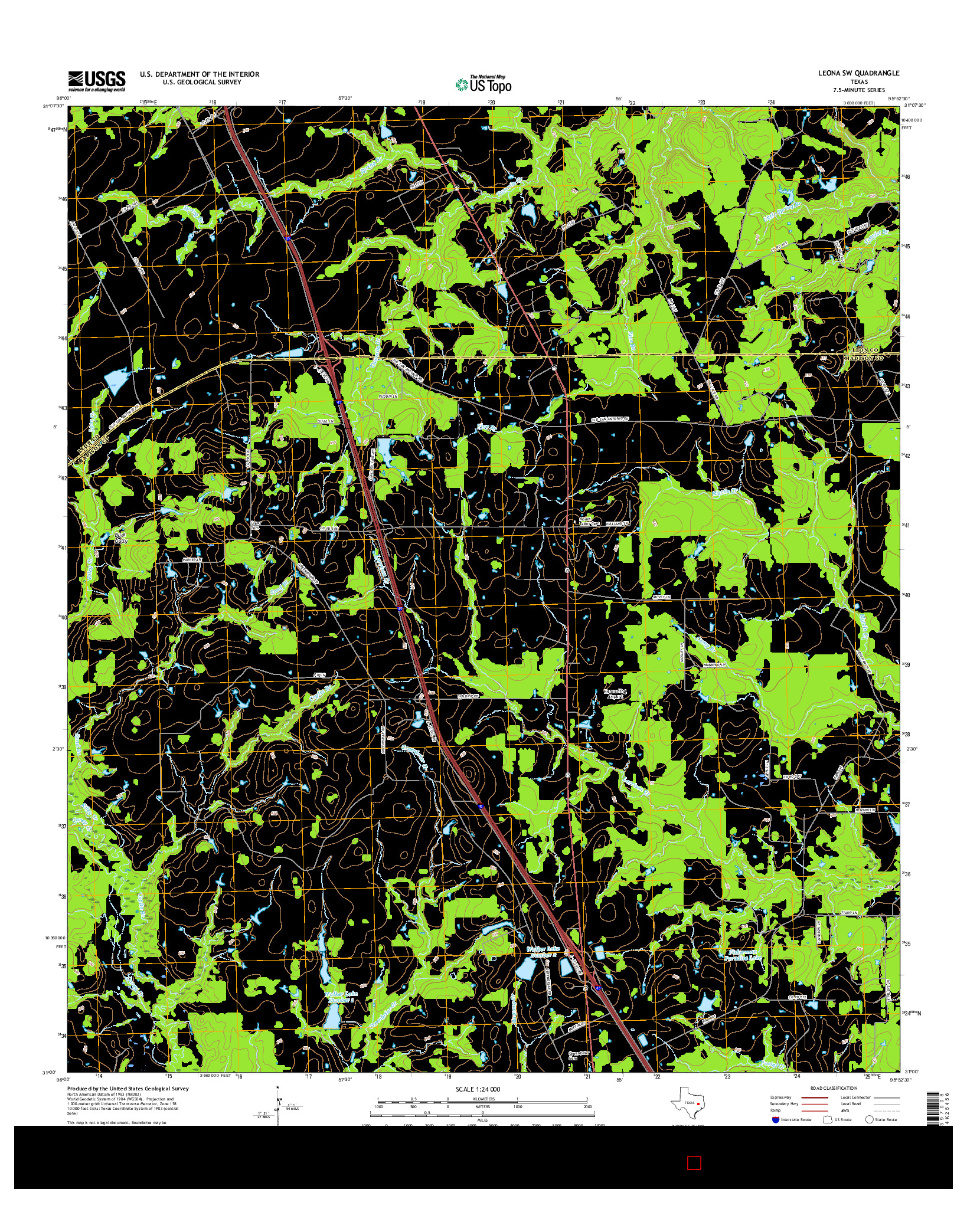 USGS US TOPO 7.5-MINUTE MAP FOR LEONA SW, TX 2016