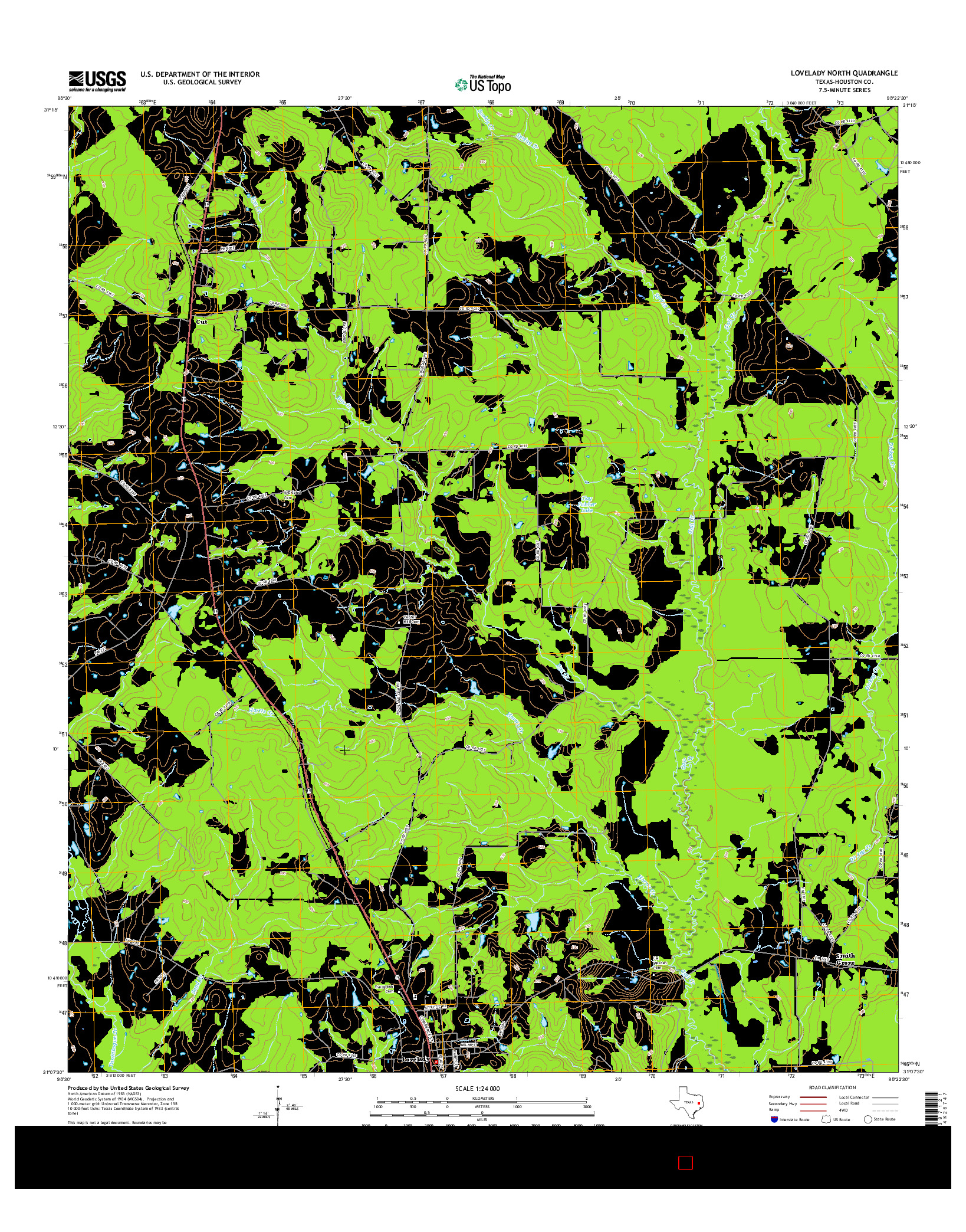 USGS US TOPO 7.5-MINUTE MAP FOR LOVELADY NORTH, TX 2016