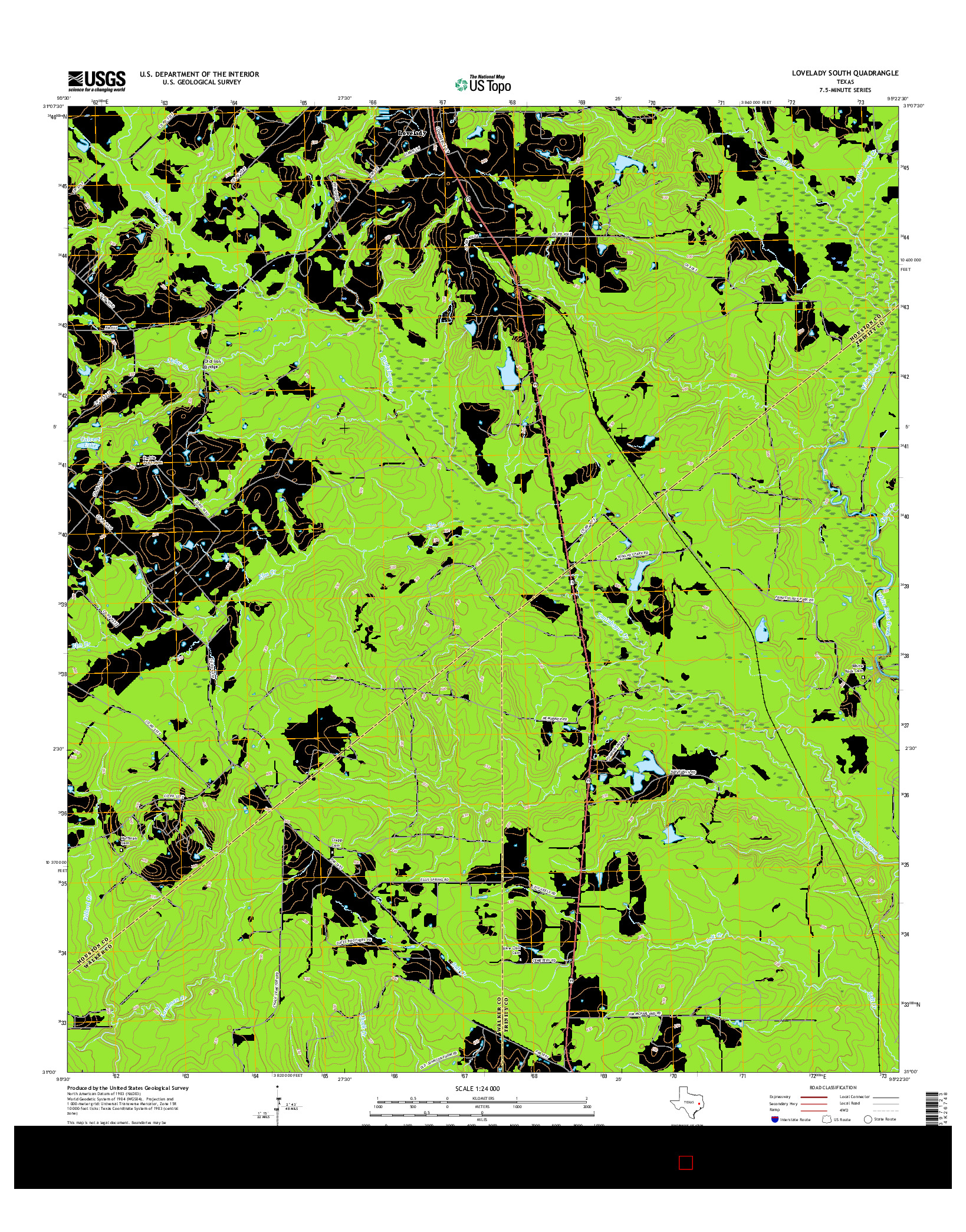 USGS US TOPO 7.5-MINUTE MAP FOR LOVELADY SOUTH, TX 2016