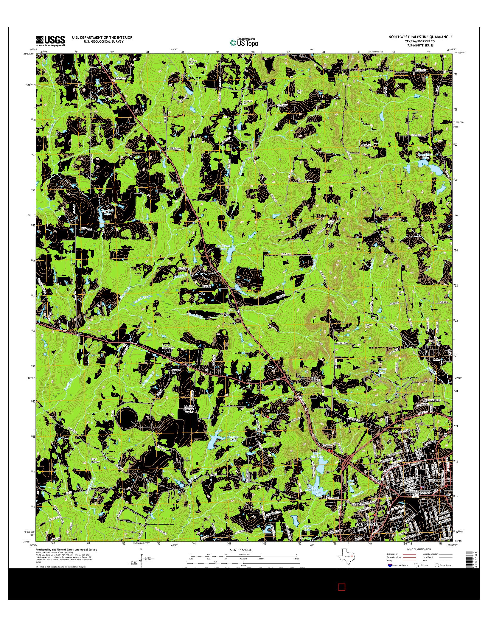 USGS US TOPO 7.5-MINUTE MAP FOR NORTHWEST PALESTINE, TX 2016