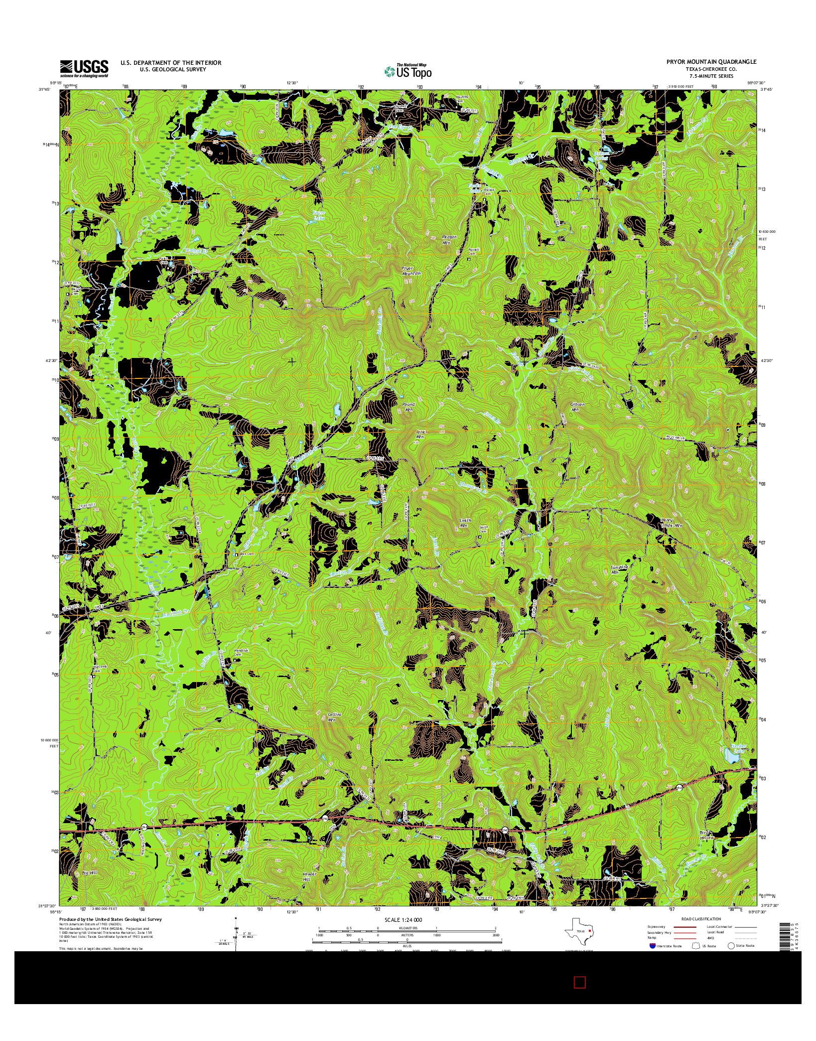 USGS US TOPO 7.5-MINUTE MAP FOR PRYOR MOUNTAIN, TX 2016