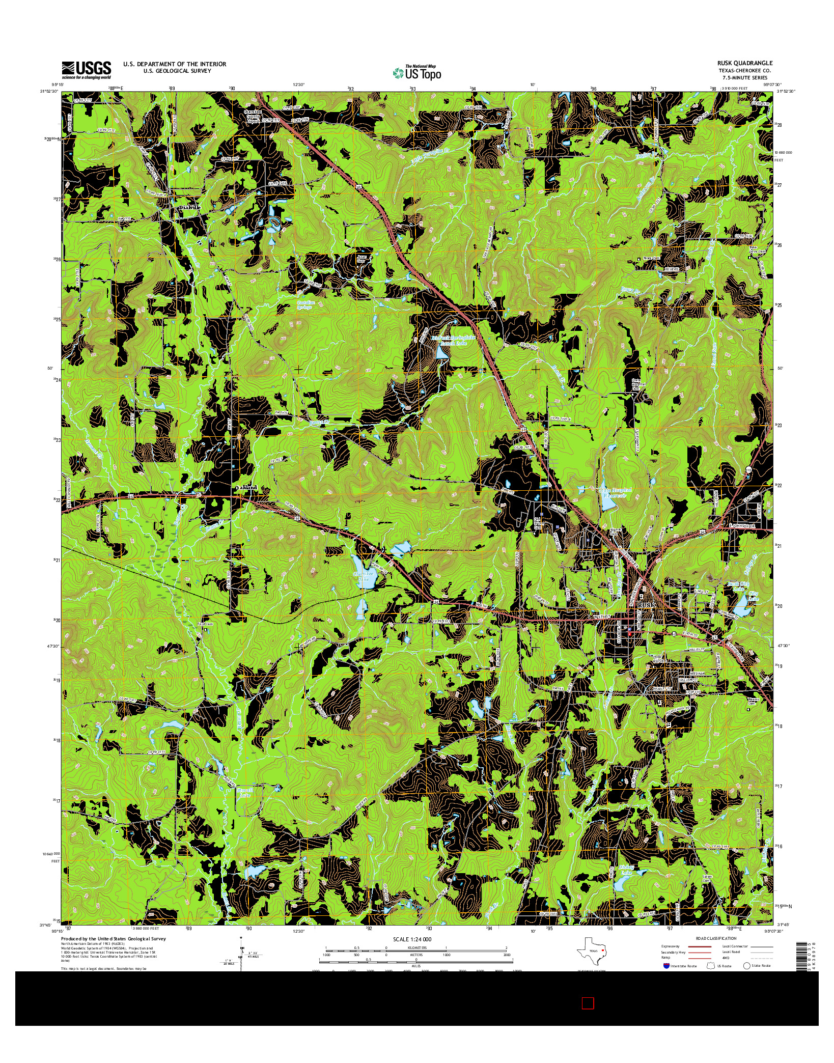 USGS US TOPO 7.5-MINUTE MAP FOR RUSK, TX 2016