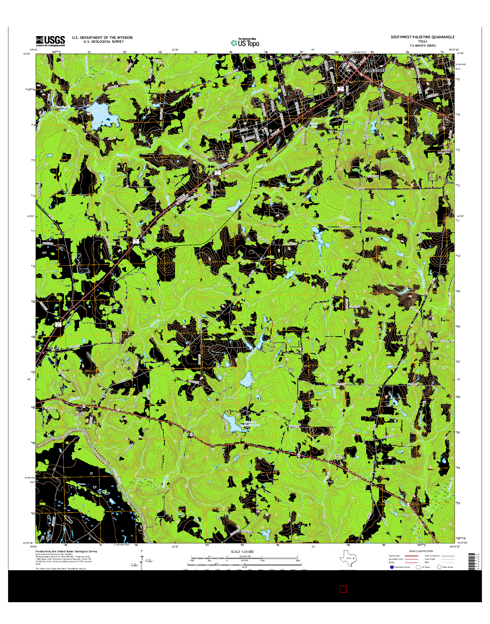 USGS US TOPO 7.5-MINUTE MAP FOR SOUTHWEST PALESTINE, TX 2016