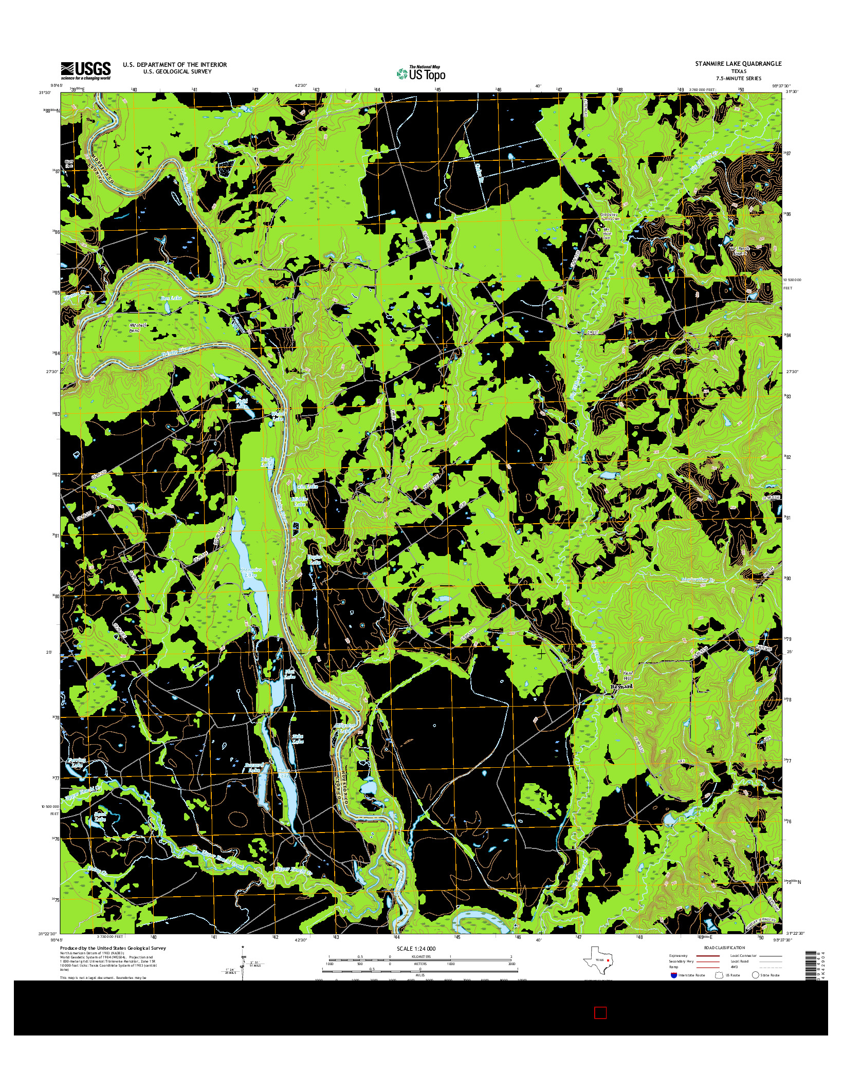 USGS US TOPO 7.5-MINUTE MAP FOR STANMIRE LAKE, TX 2016