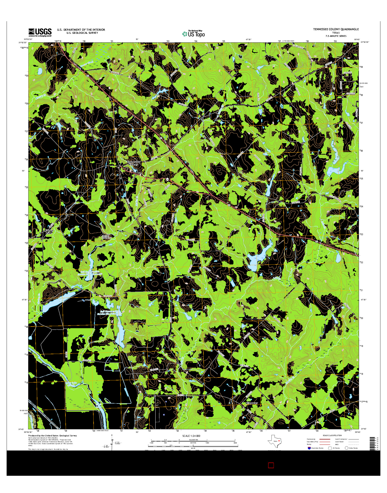 USGS US TOPO 7.5-MINUTE MAP FOR TENNESSEE COLONY, TX 2016