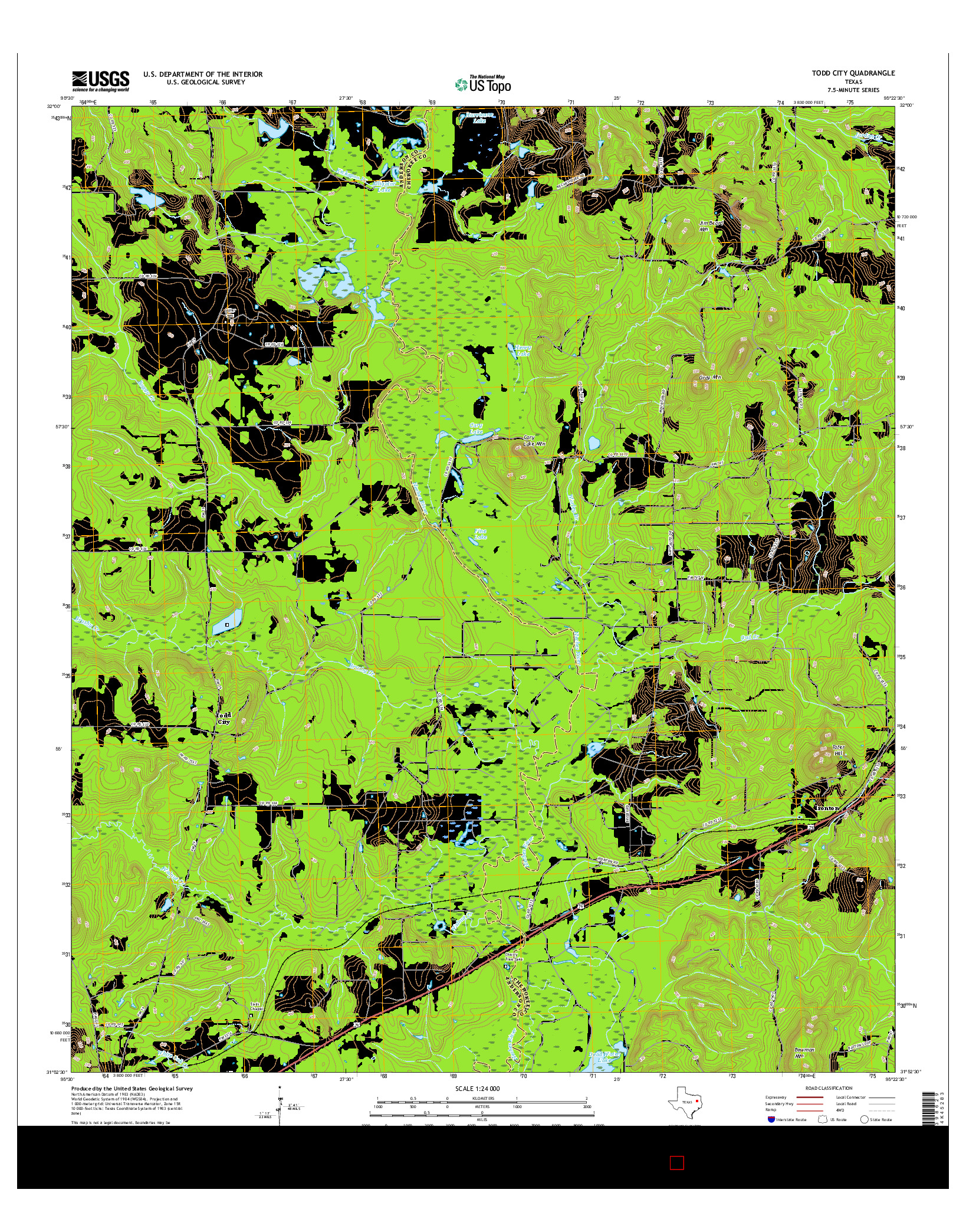 USGS US TOPO 7.5-MINUTE MAP FOR TODD CITY, TX 2016
