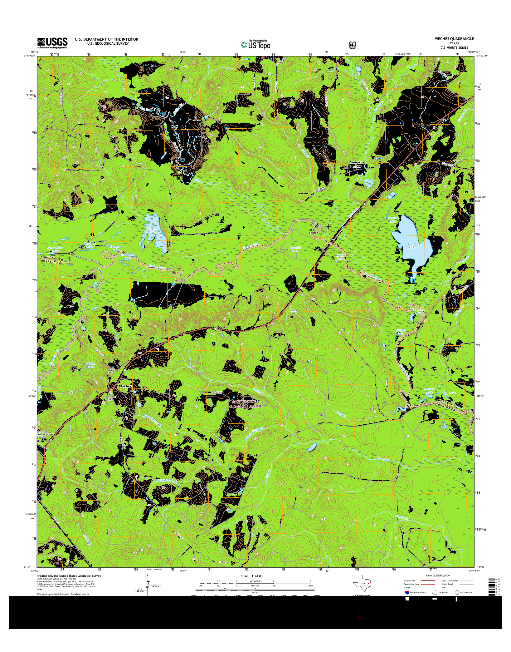 USGS US TOPO 7.5-MINUTE MAP FOR WECHES, TX 2016