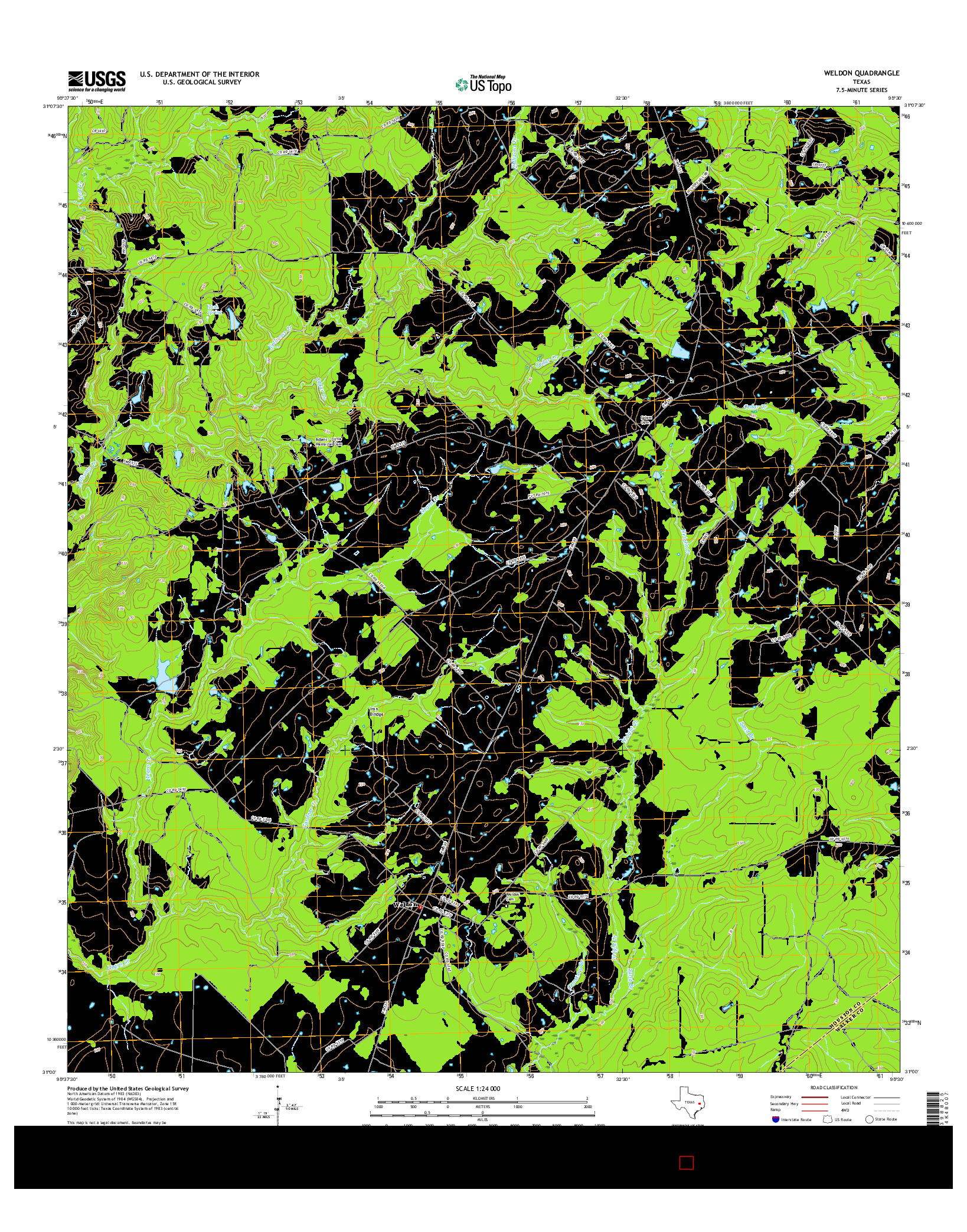 USGS US TOPO 7.5-MINUTE MAP FOR WELDON, TX 2016