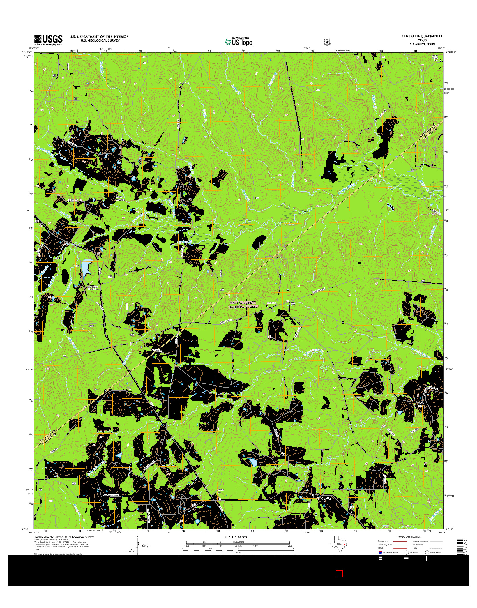 USGS US TOPO 7.5-MINUTE MAP FOR CENTRALIA, TX 2016